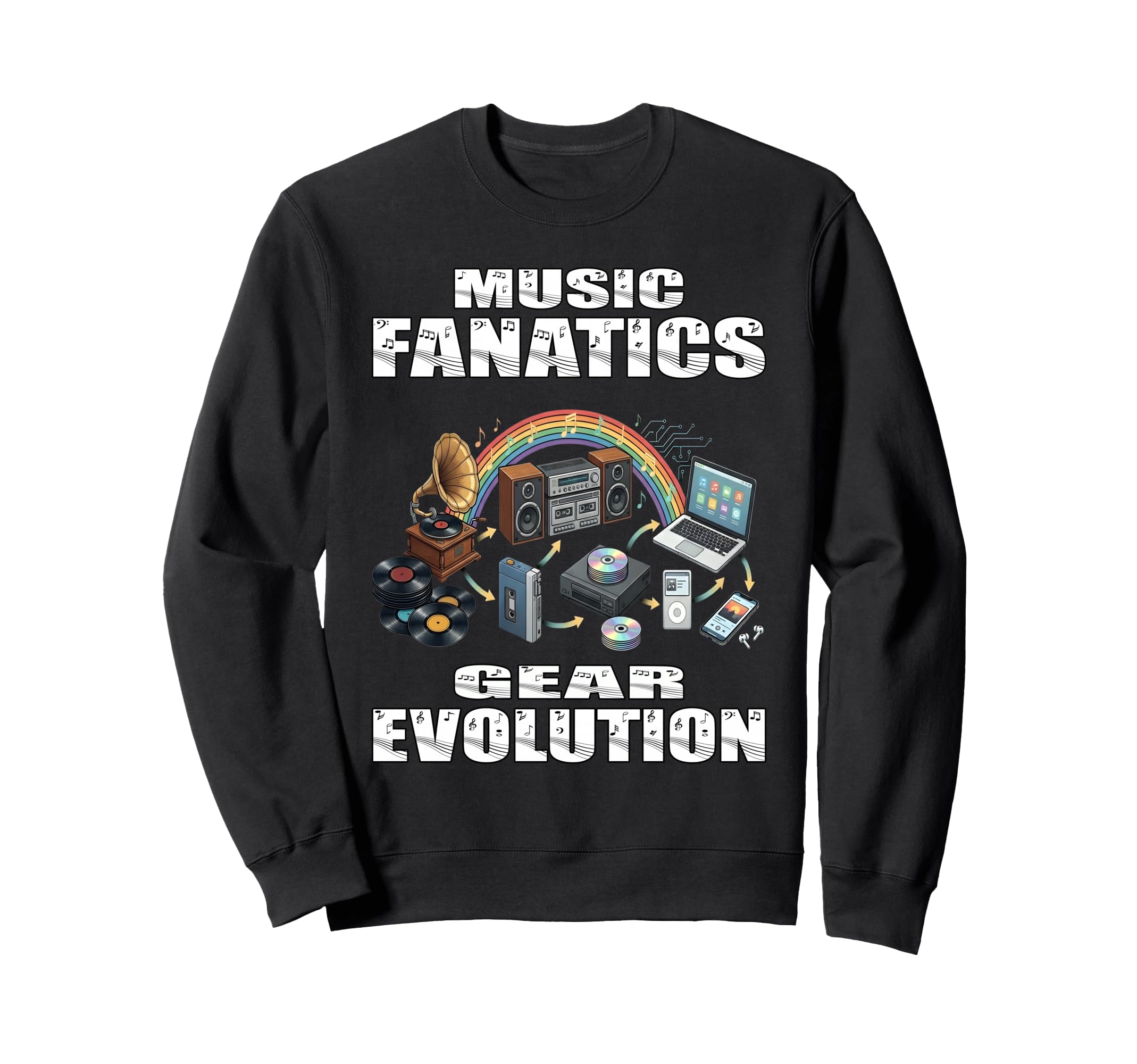 Music Fanatics Gear Evolution Vinyl Sweatshirt - Graphic Print Unisex - T-Shirt, Sweatshirt, Hoodie