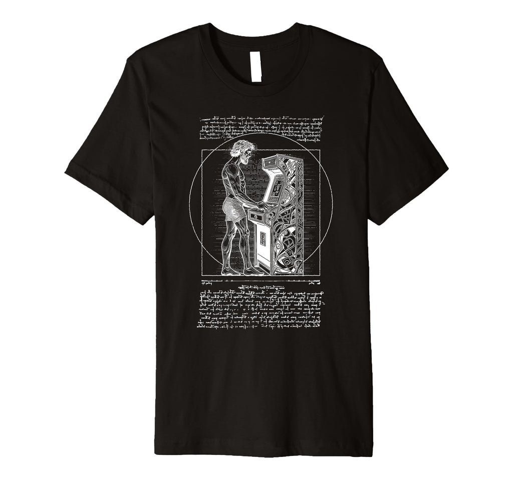 Arcade Gamer Vitruvian Leonardo Da T-Shirt - Unique Graphic Men Women - T-Shirt, Sweatshirt, Hoodie