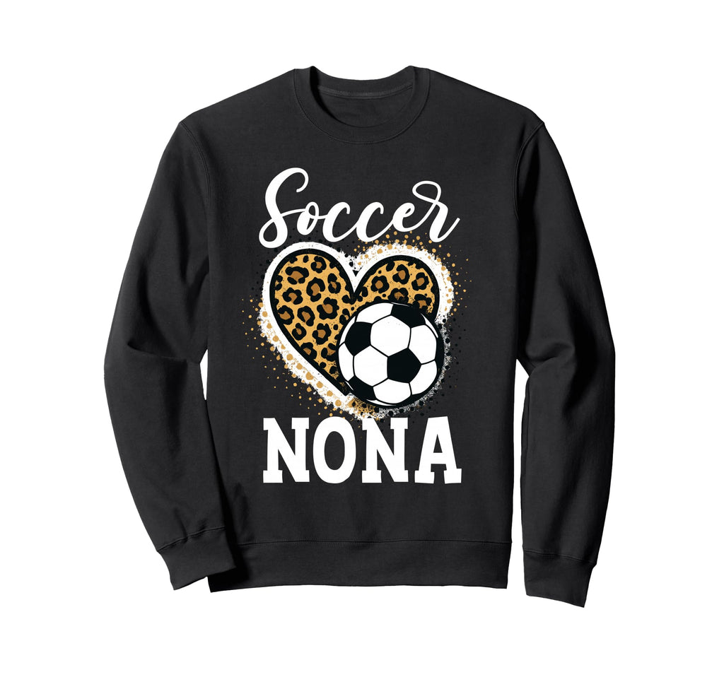Soccer Nona Leopard Heart Love Soccer Sweatshirt - Graphic Print Men Women - T-Shirt, Sweatshirt, Hoodie