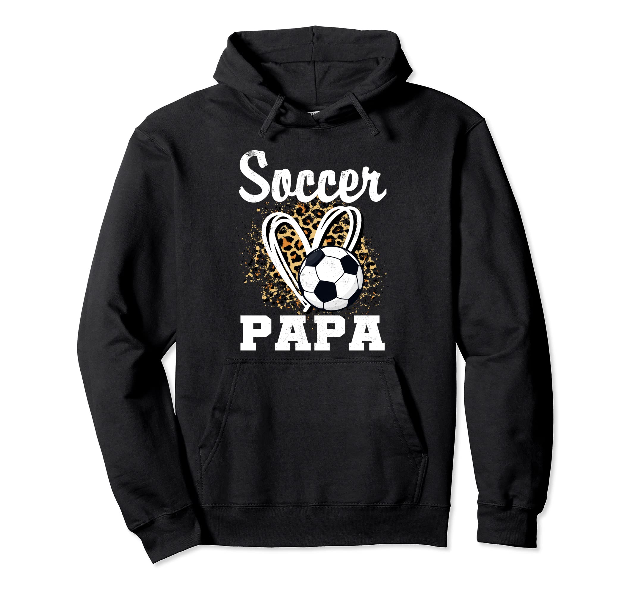 Soccer Papa Leopard Heart Hoodie - Aesthetic Graphic Men Women - T-Shirt, Sweatshirt, Hoodie