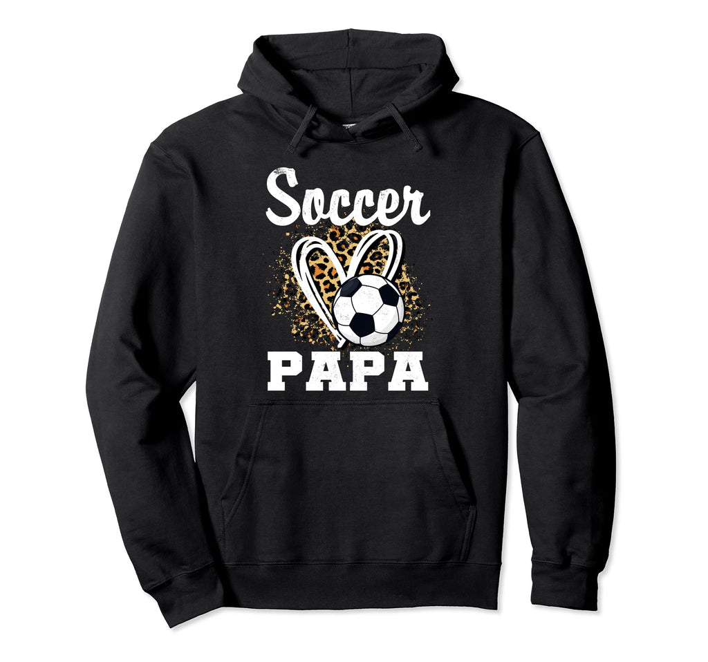 Soccer Papa Leopard Heart Hoodie - Fun Novelty Design Unisex - T-Shirt, Sweatshirt, Hoodie