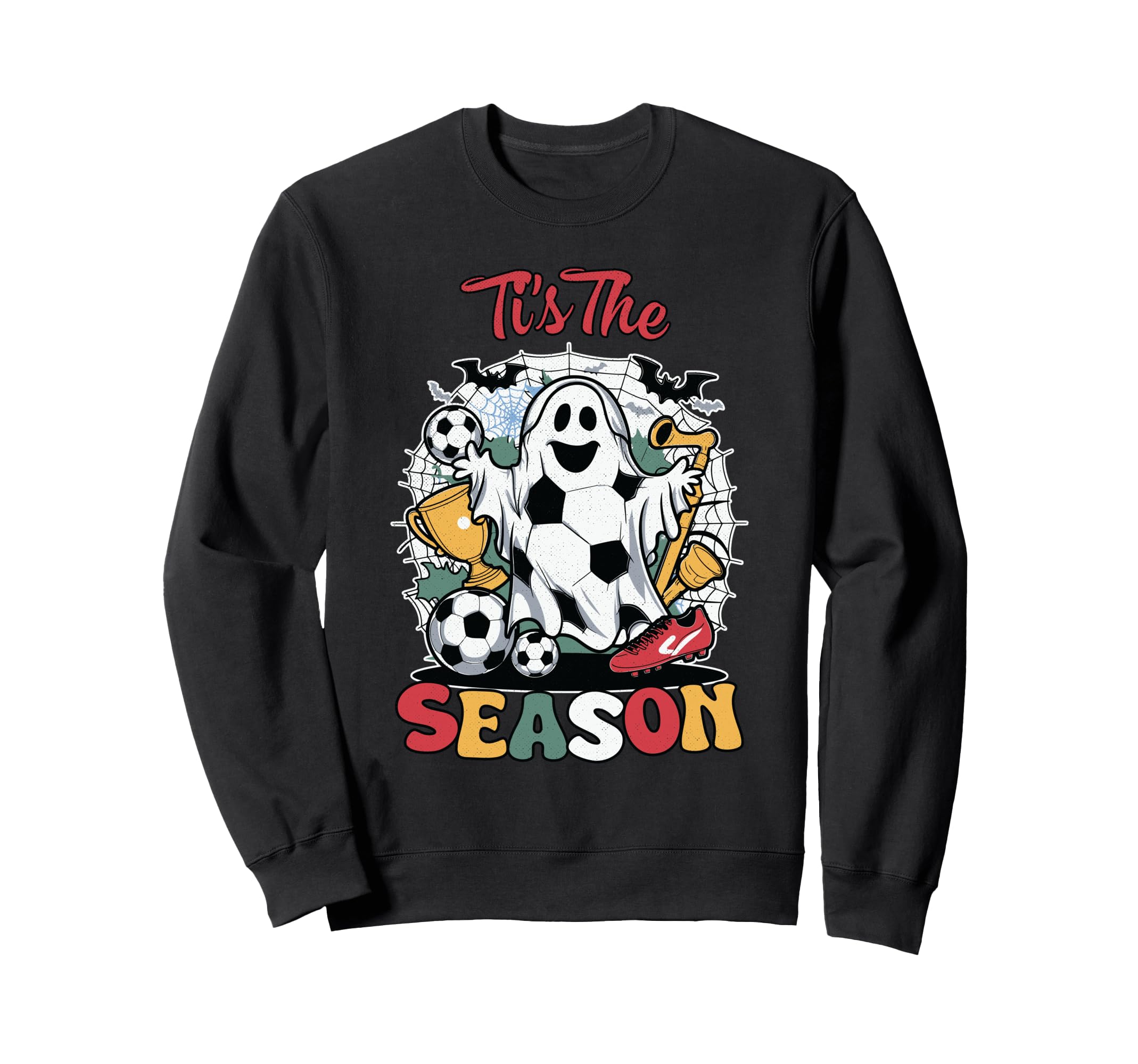 Tis Season Soccer Ghost Funny Sweatshirt - Unique Graphic for Adults - T-Shirt, Sweatshirt, Hoodie