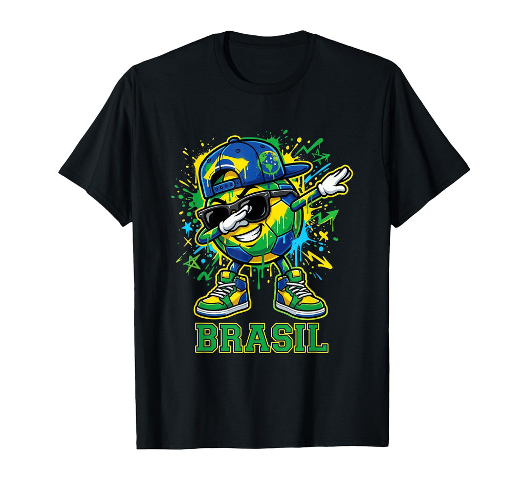 Brasil Dabbing Soccer Ball T-Shirt - Fun Novelty Design for Adults - T-Shirt, Sweatshirt, Hoodie