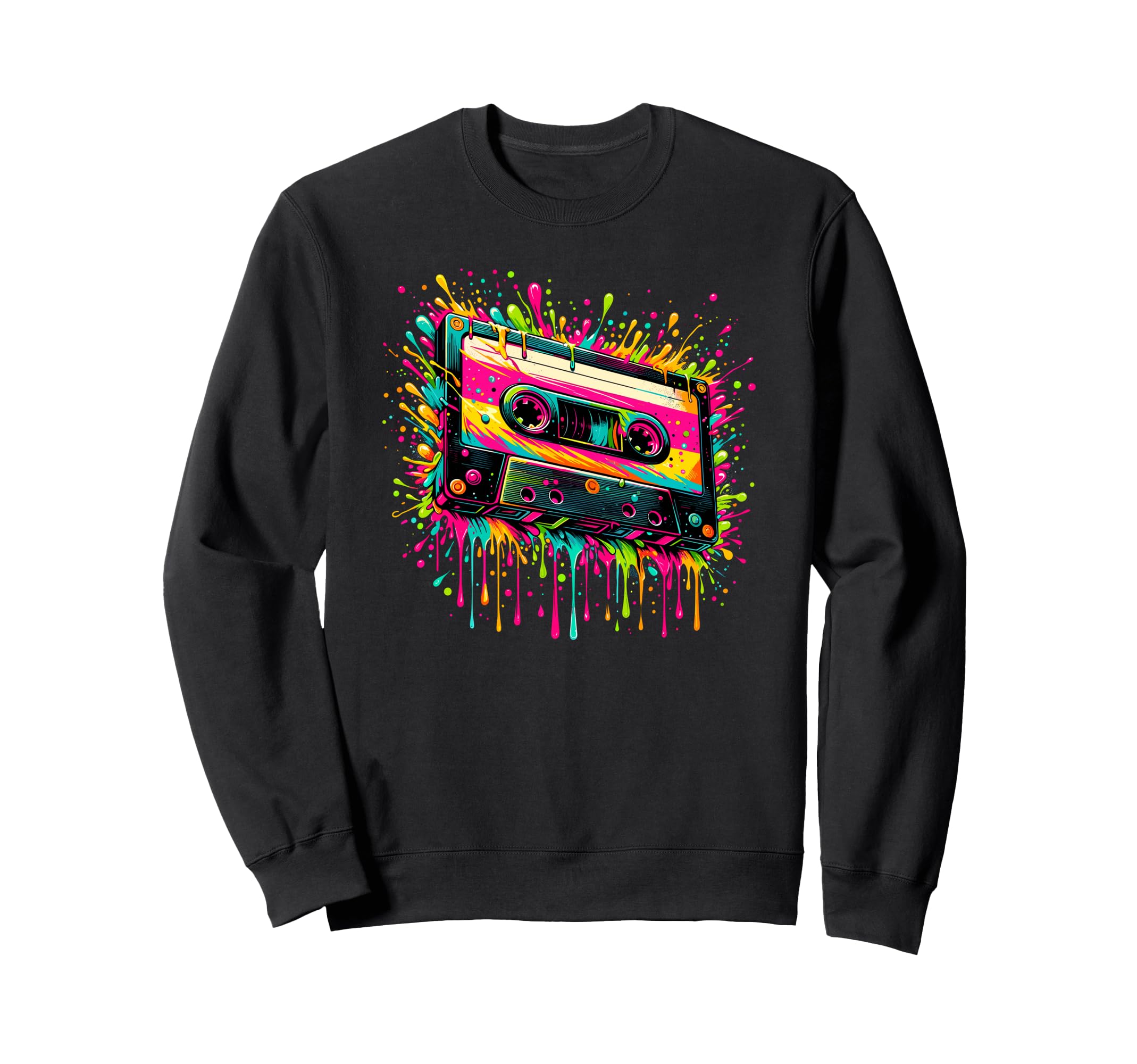 Splash Art Cassette Player Music Tape Sweatshirt - Unique Graphic Unisex - T-Shirt, Sweatshirt, Hoodie