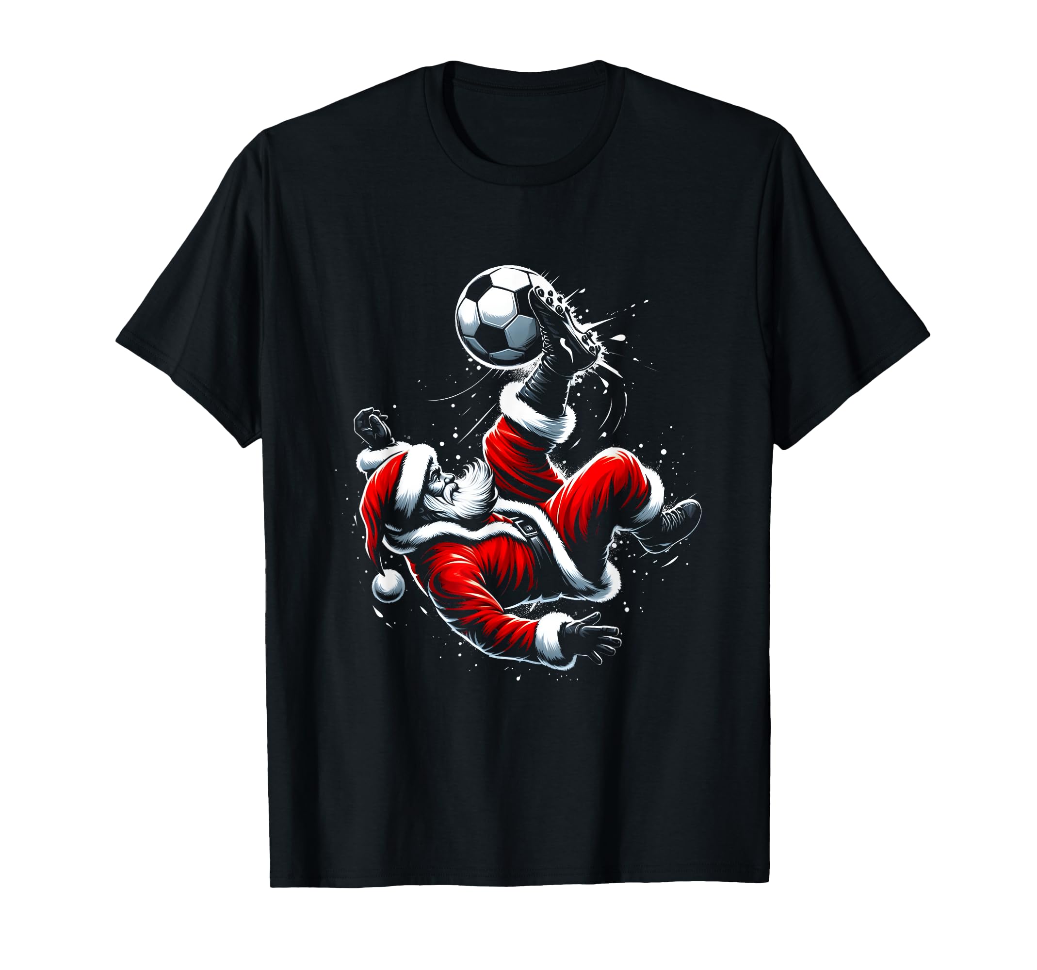 Santa Soccer Player Bicycle Kick Ball T-Shirt - Trendy Graphic Unisex - T-Shirt, Sweatshirt, Hoodie