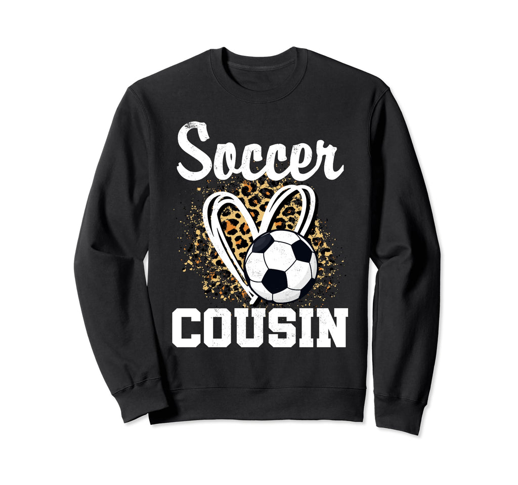 Soccer Cousin Leopard Heart Matching Sweatshirt - Trendy Graphic Unisex - T-Shirt, Sweatshirt, Hoodie