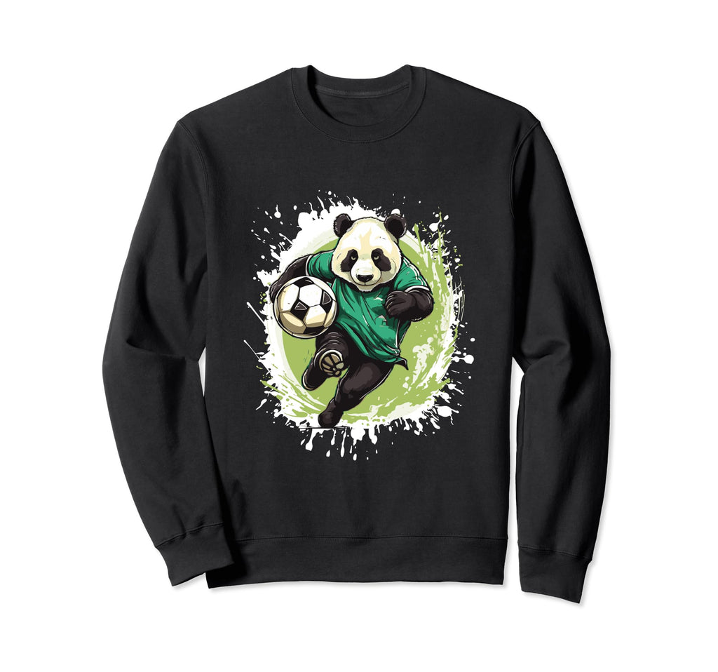 Panda Playing Soccer Funny Animal Sweatshirt - Graphic Print Men Women - T-Shirt, Sweatshirt, Hoodie