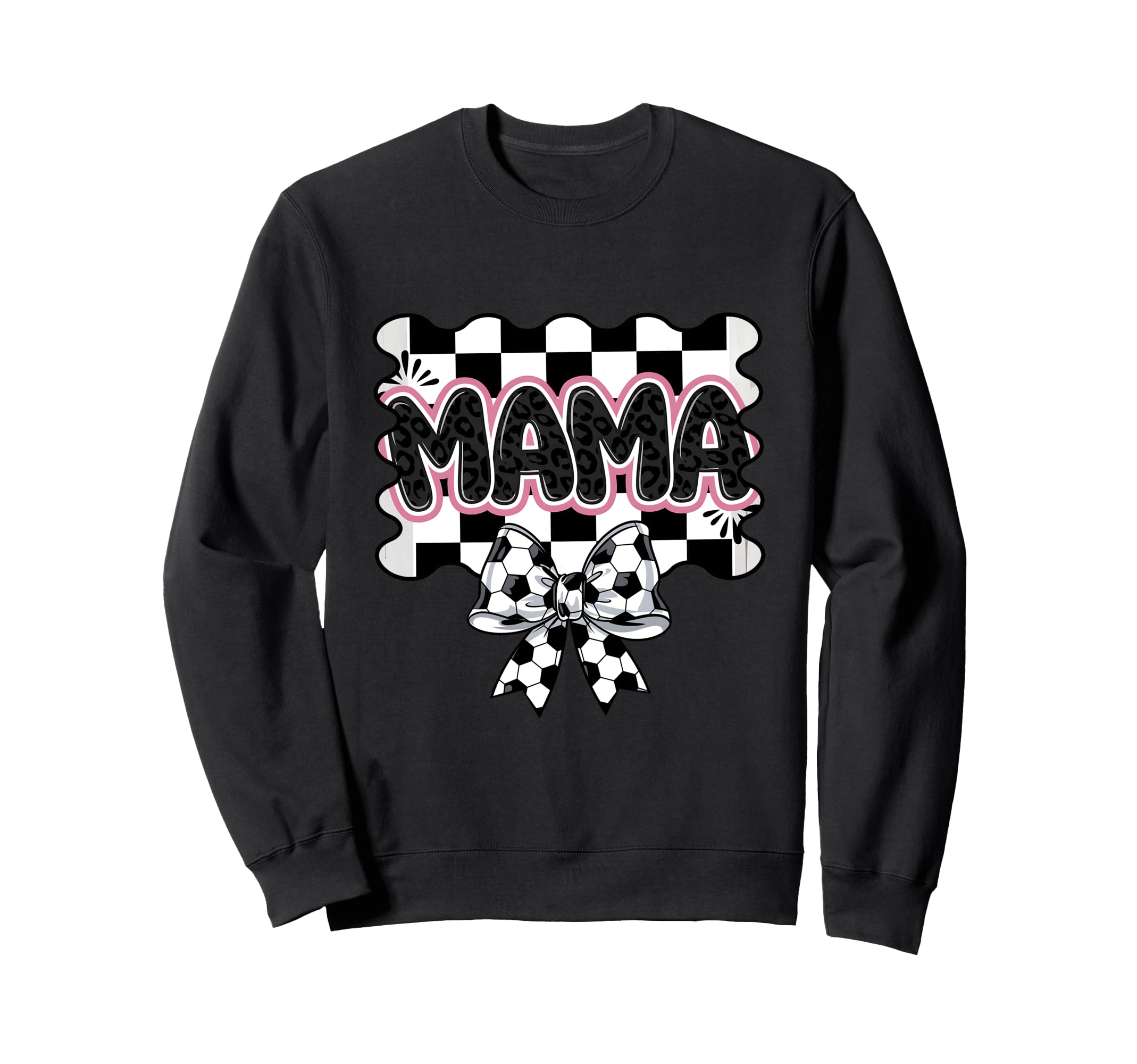 Checkered Soccer Mama Bow Leopard Sweatshirt - Trendy Graphic Men Women - T-Shirt, Sweatshirt, Hoodie