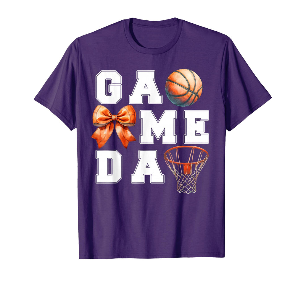 Basketball Game Day Bow T-Shirt - Fun Novelty Design Men Women - T-Shirt, Sweatshirt, Hoodie