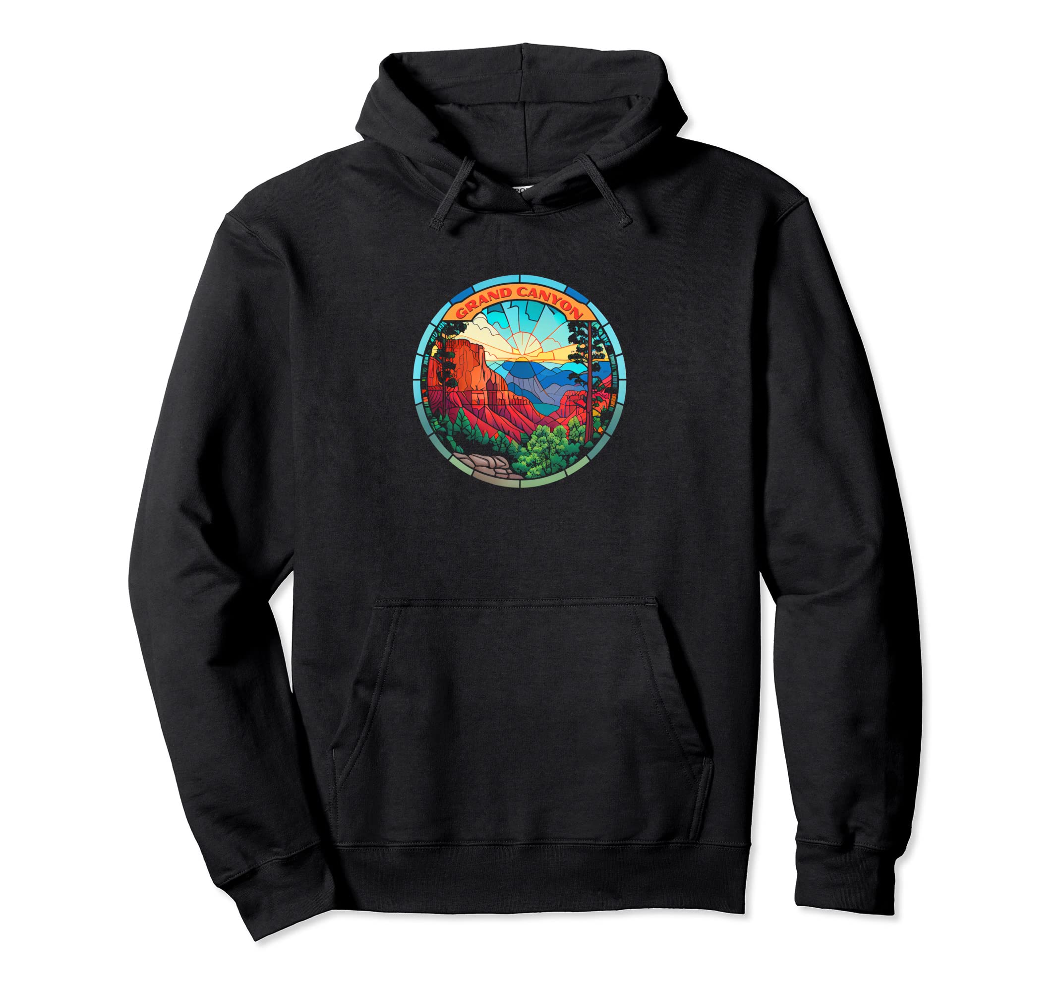 Grand Canyon Stained Glass Artistic Hoodie - Fun Novelty Design for Adults - T-Shirt, Sweatshirt, Hoodie