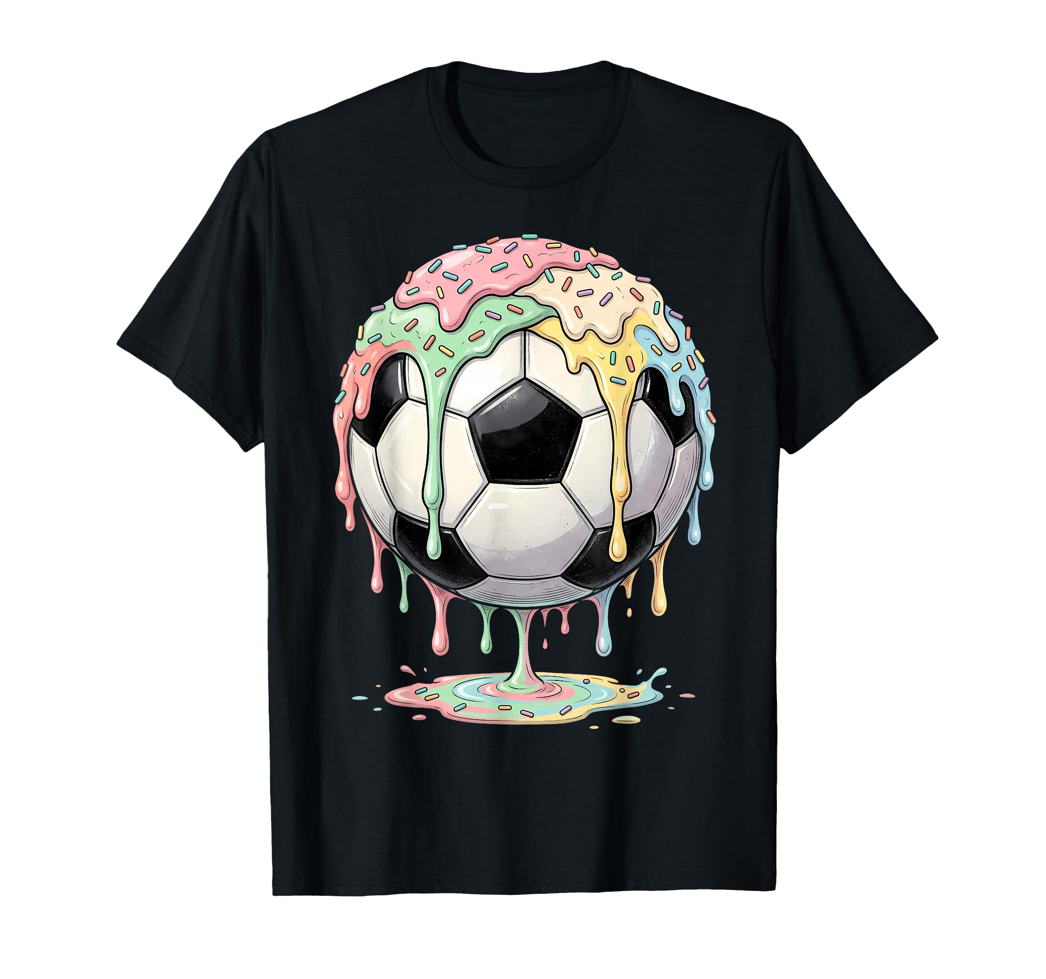 Ice Cream Drip Soccer Ball Soccer T-Shirt - Graphic Print for Adults - T-Shirt, Sweatshirt, Hoodie