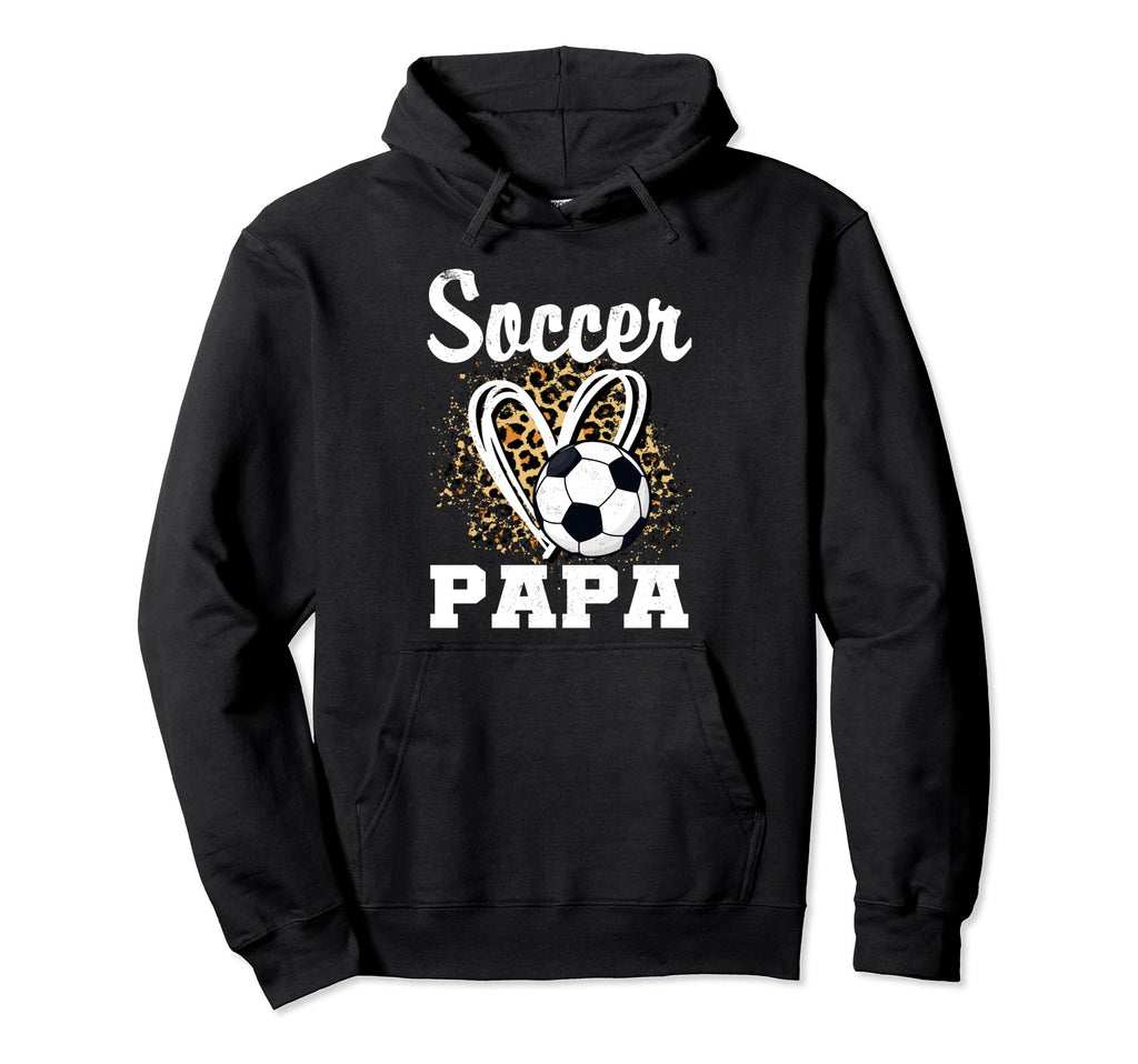 Soccer Papa Leopard Heart Matching Hoodie - Custom Art Print Unisex - T-Shirt, Sweatshirt, Hoodie