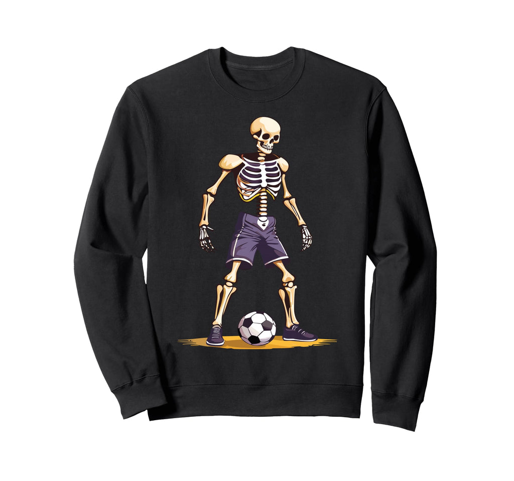 Spooky Skeleton Playing Soccer Sweatshirt - Minimalist Print Men Women - T-Shirt, Sweatshirt, Hoodie