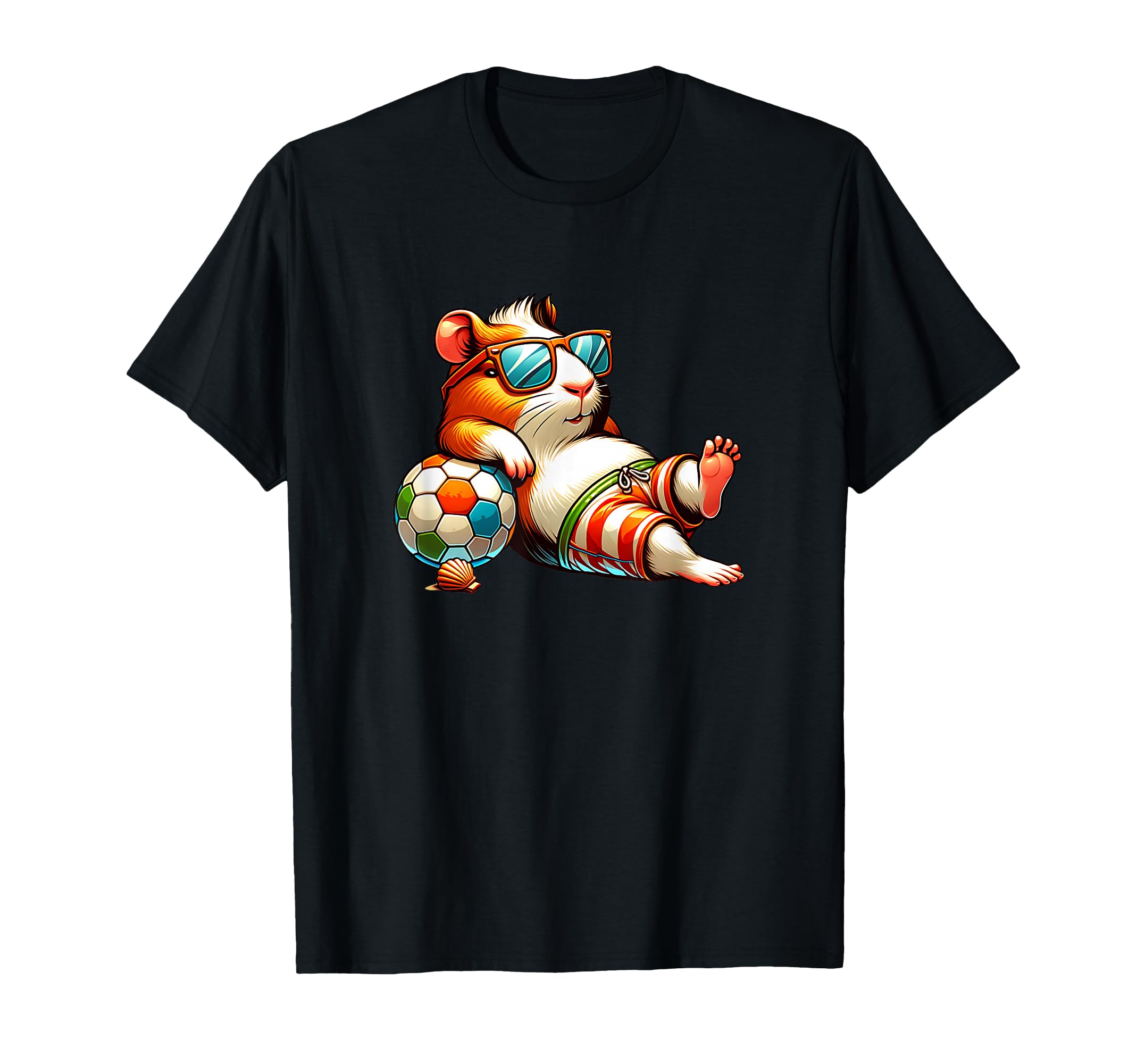 Summer Beach Guinea Pig Soccer Ball T-Shirt - Streetwear Style for Adults - T-Shirt, Sweatshirt, Hoodie