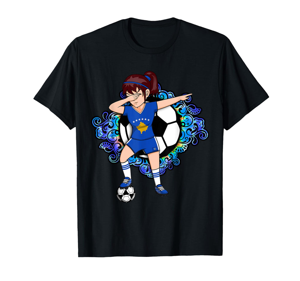 Dabbing Soccer Kosovo Fan Jersey Floral T-Shirt - Novelty Apparel Unisex - T-Shirt, Sweatshirt, Hoodie
