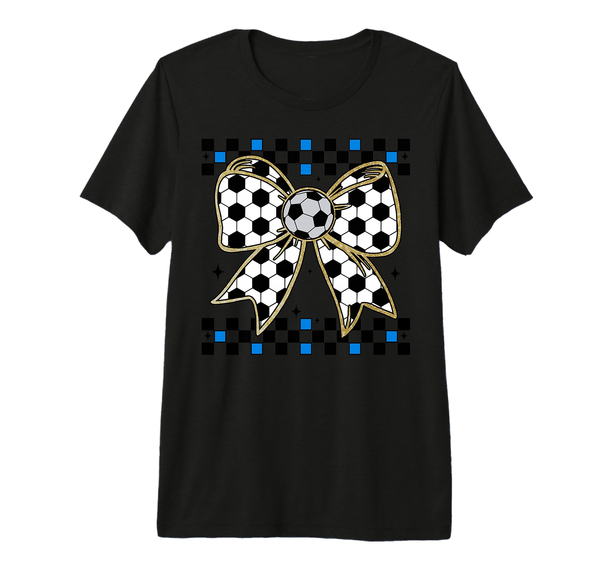 Soccer Bow Checkered Ribbon Gift T-Shirt - Custom Art Print Men Women - T-Shirt, Sweatshirt, Hoodie