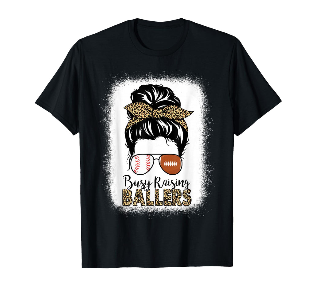 Baseball Football Mom Messy Bun Busy T-Shirt - Minimalist Print Men Women - T-Shirt, Sweatshirt, Hoodie