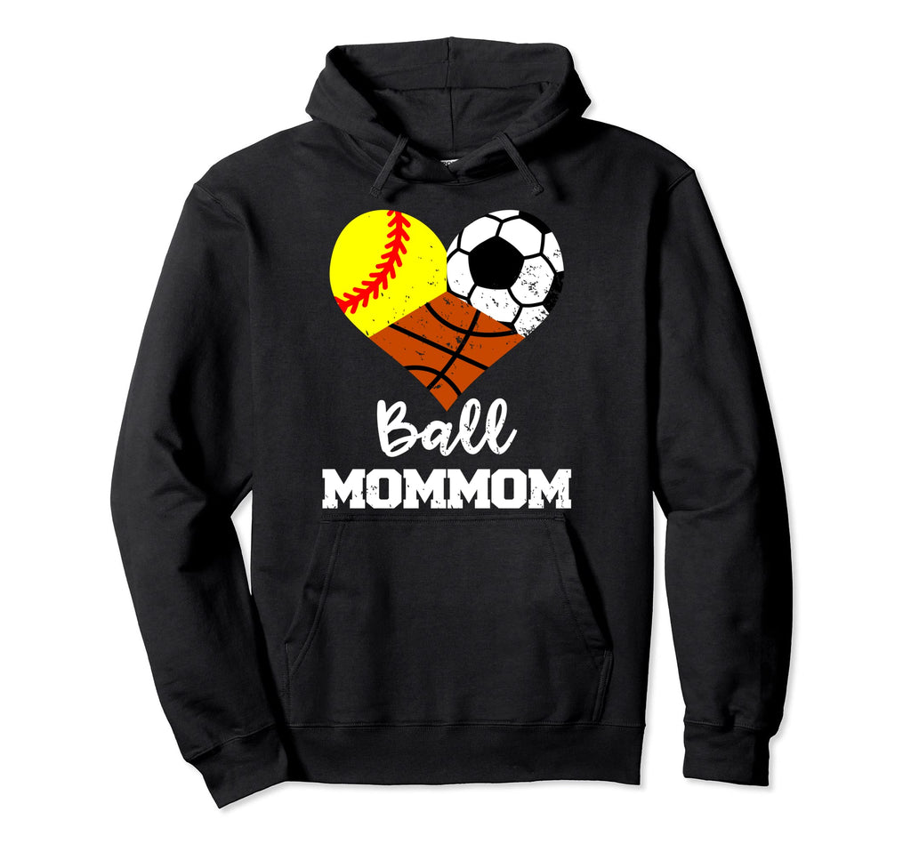 Ball Mommom Heart Funny Softball Soccer Hoodie - Fun Novelty Design Unisex - T-Shirt, Sweatshirt, Hoodie
