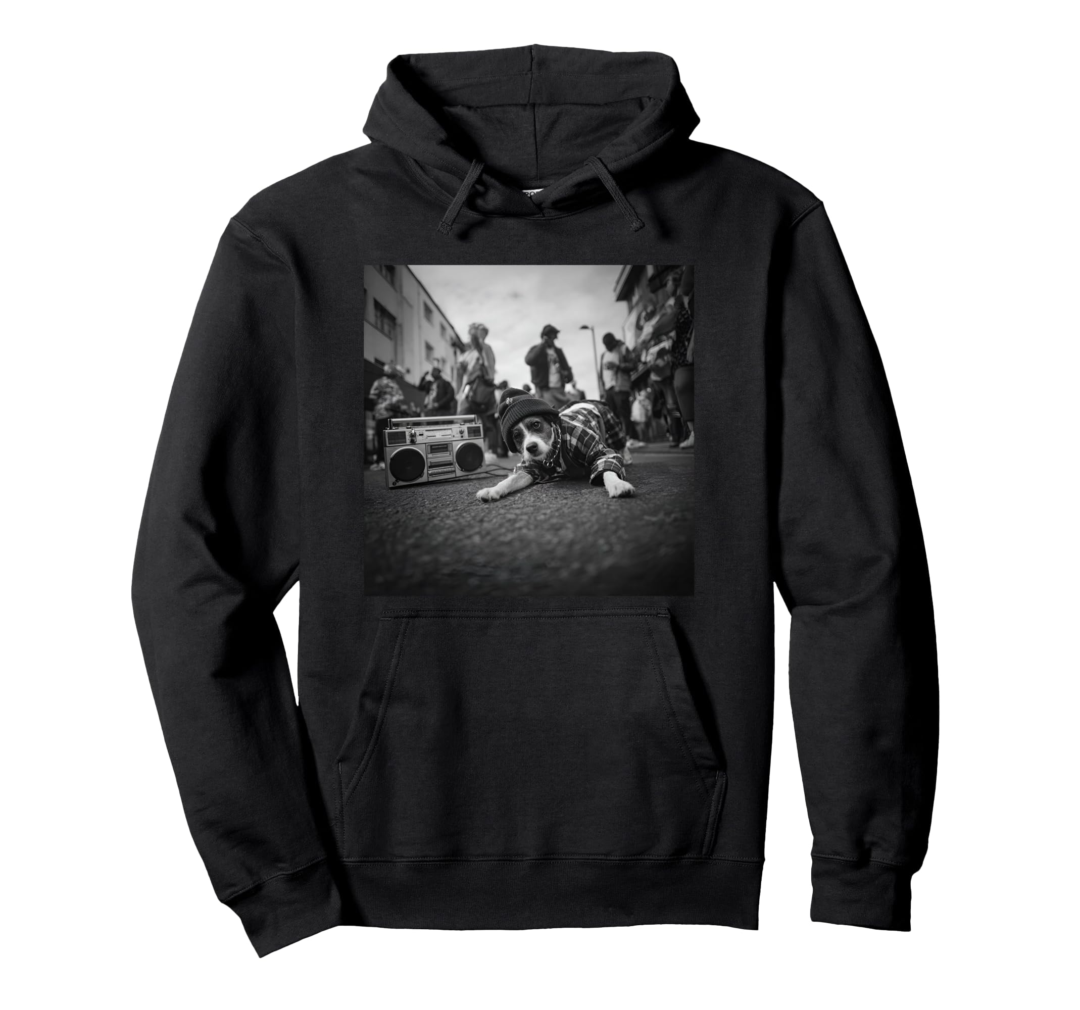 Old School Hip Hop Dog Breakdancing Hoodie - Unique Graphic for Adults - T-Shirt, Sweatshirt, Hoodie