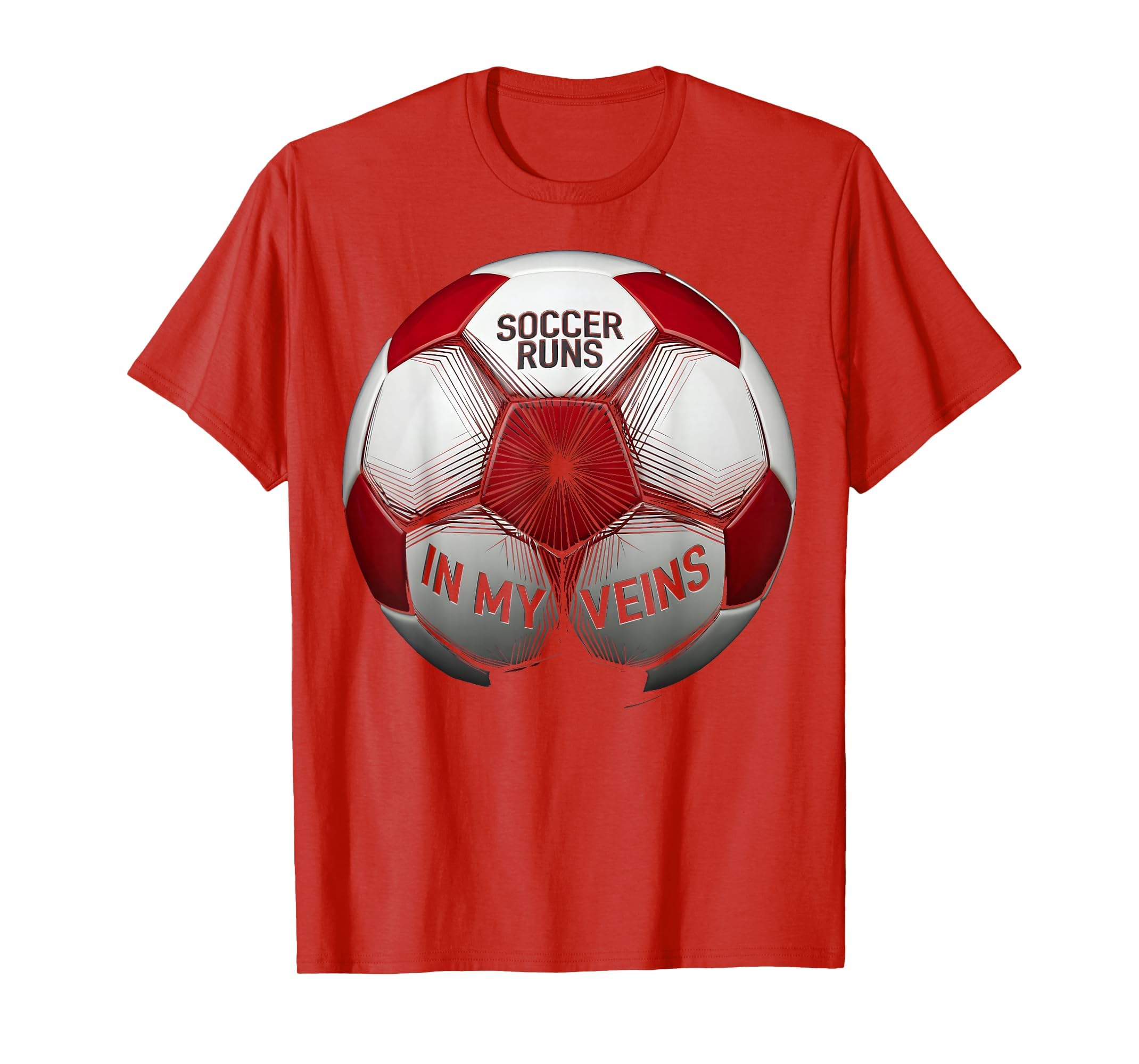 Soccer Runs My Veins Mens T-Shirt - Minimalist Print for Adults - T-Shirt, Sweatshirt, Hoodie