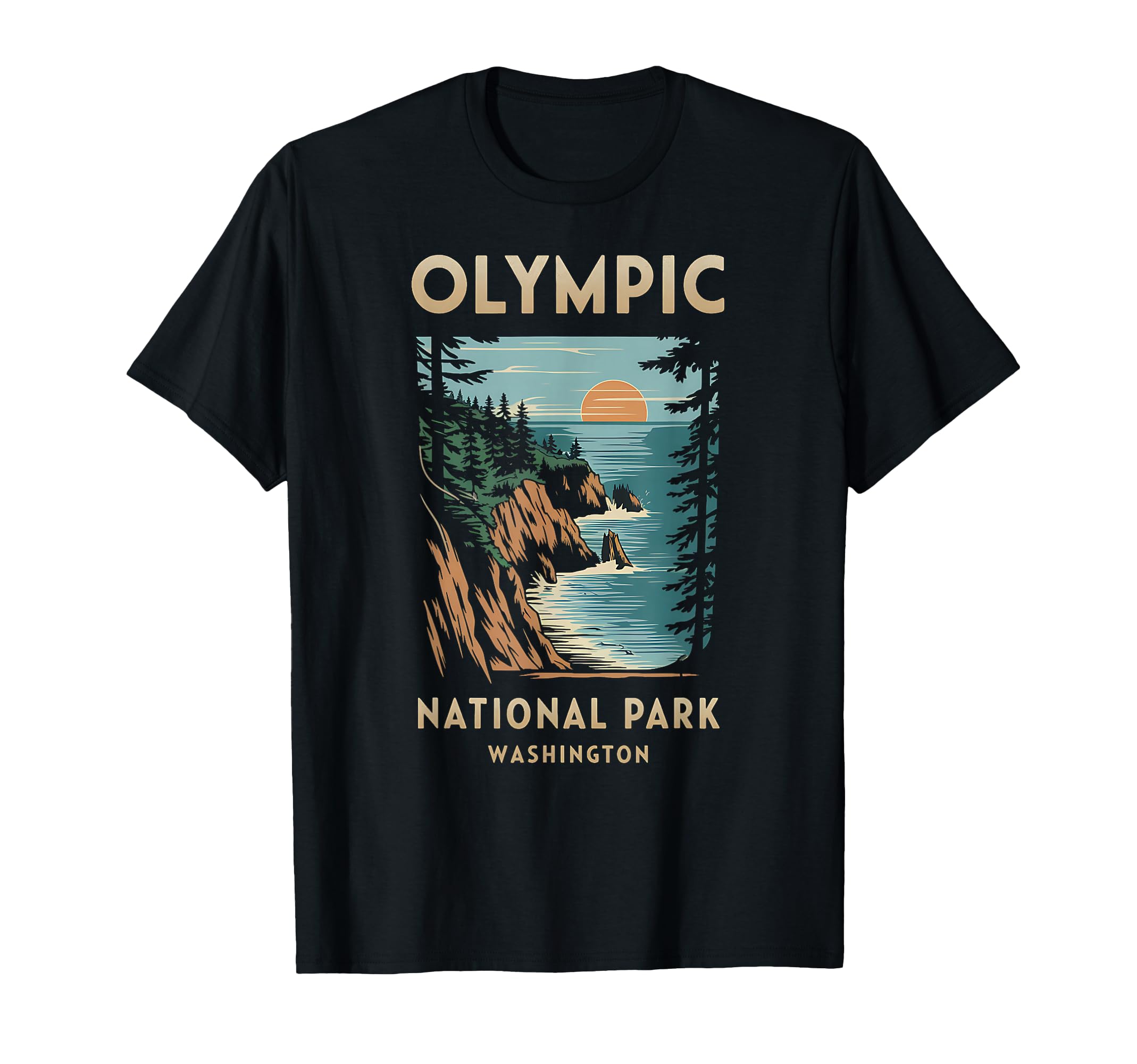 Scenic Sunset Olympic National Park T-Shirt - Graphic Print for Adults - T-Shirt, Sweatshirt, Hoodie