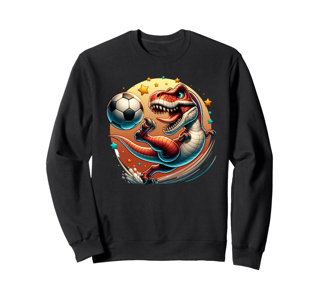 T Rex Dinosaur Kicking Soccer Sweatshirt - Streetwear Style for Adults - T-Shirt, Sweatshirt, Hoodie
