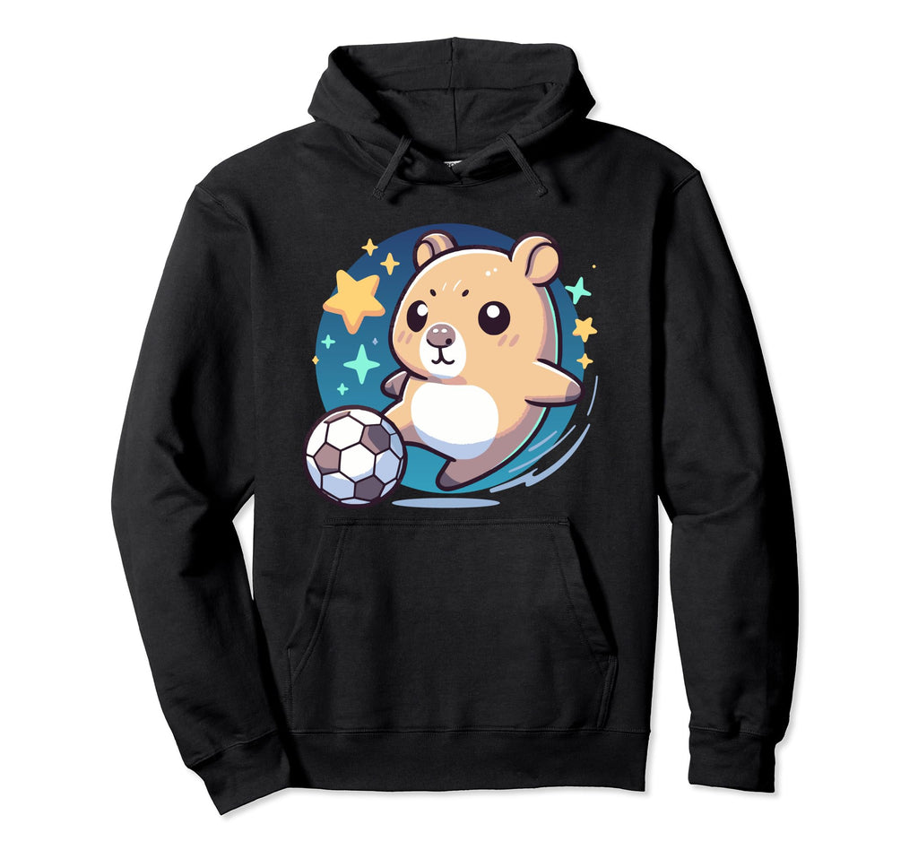 Hamster Soccer Player Kicking Soccer Hoodie - Custom Art Print Men Women - T-Shirt, Sweatshirt, Hoodie