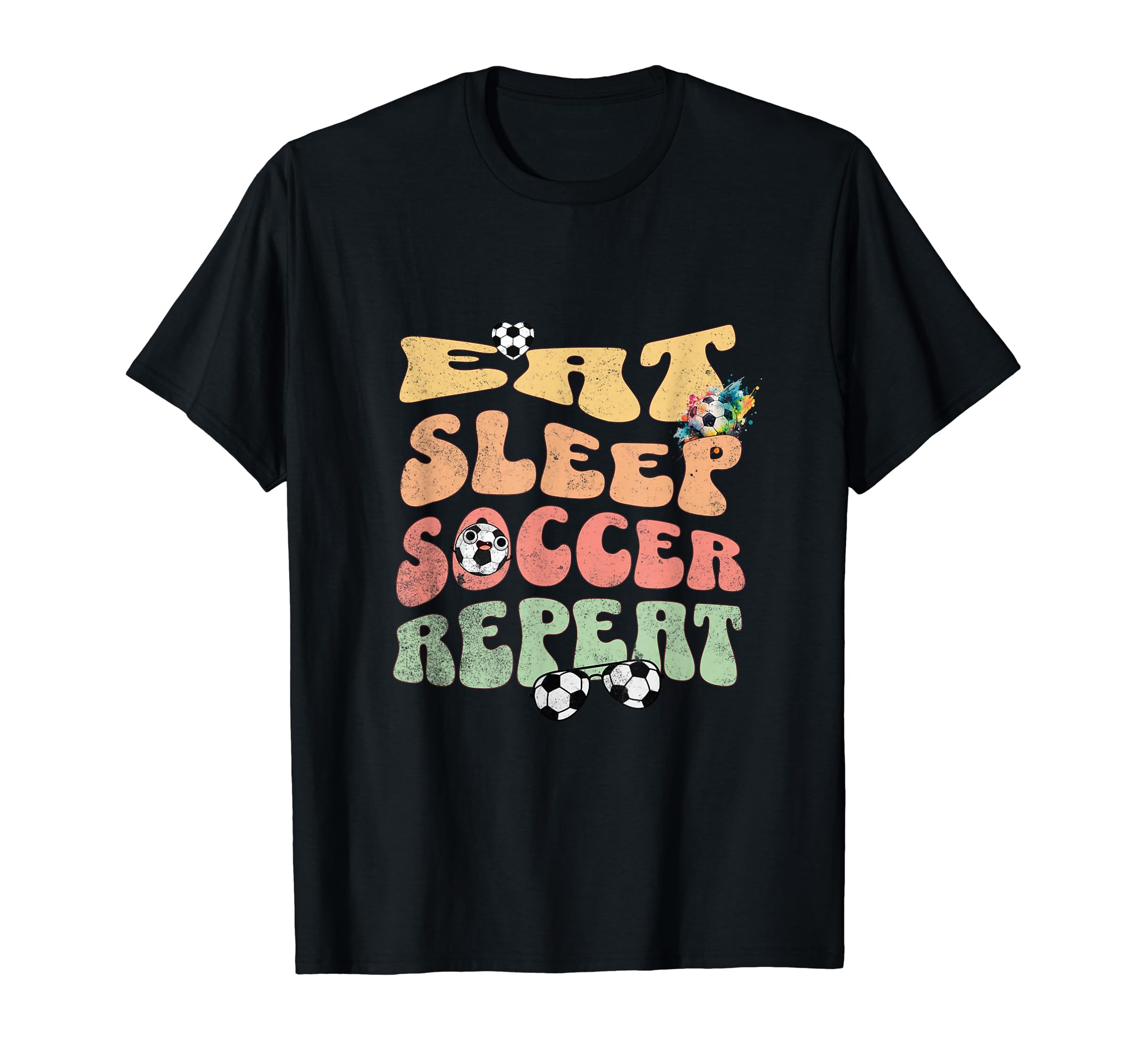 Eat Sleep Soccer Repeat Football T-Shirt - Aesthetic Graphic Unisex - T-Shirt, Sweatshirt, Hoodie