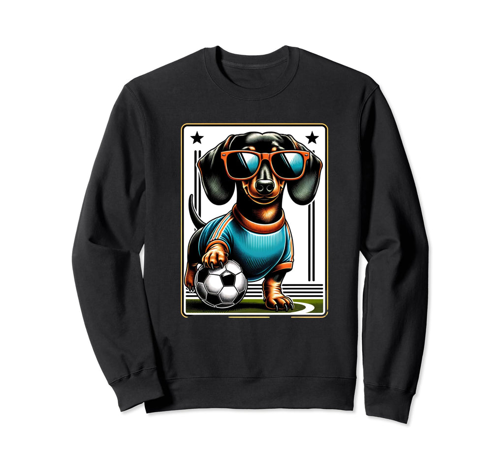 Dachshund Soccer Player Wiener Dog Sweatshirt - Graphic Print for Adults - T-Shirt, Sweatshirt, Hoodie