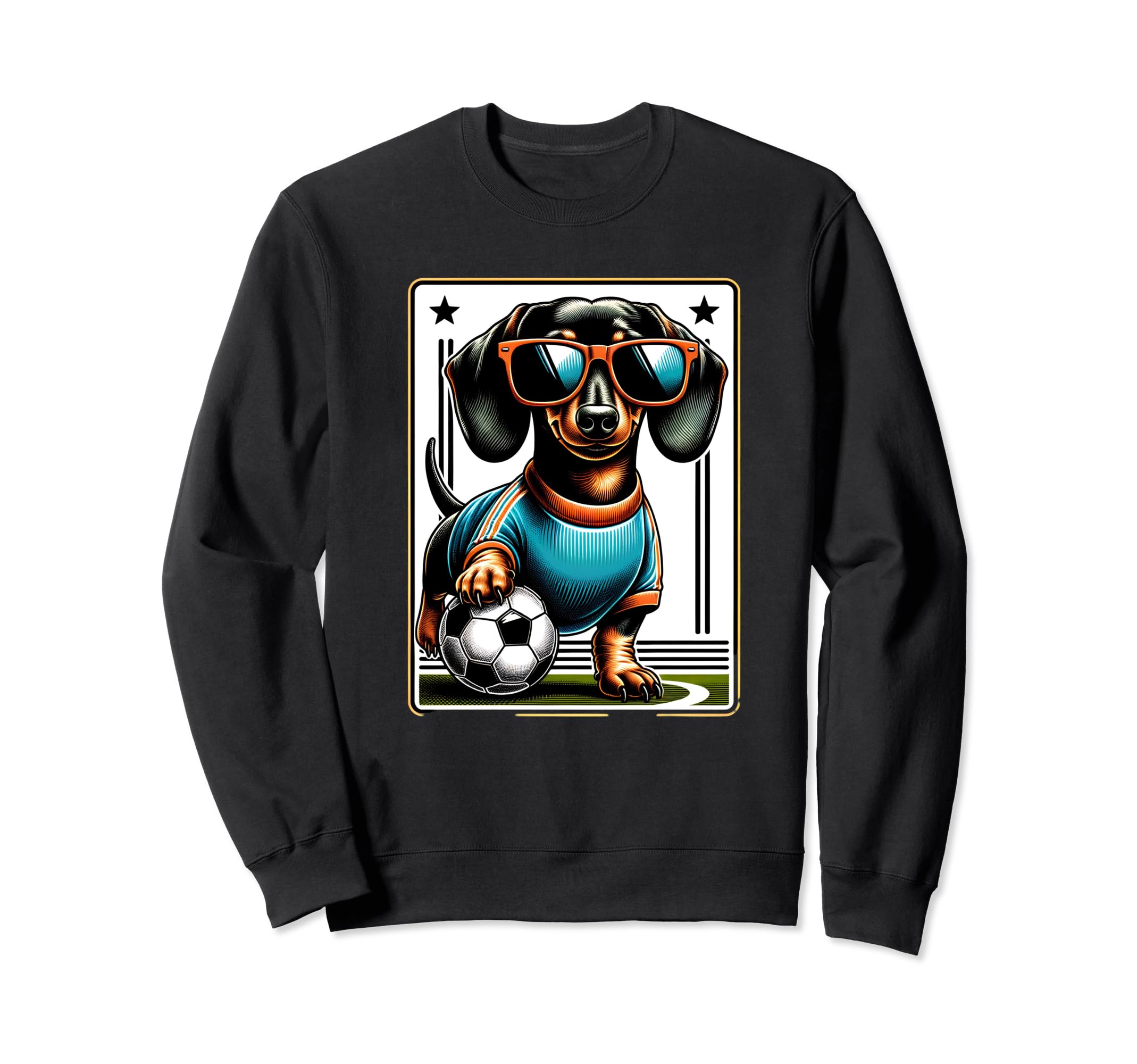 Dachshund Soccer Player Wiener Dog Sweatshirt - Graphic Print for Adults - T-Shirt, Sweatshirt, Hoodie