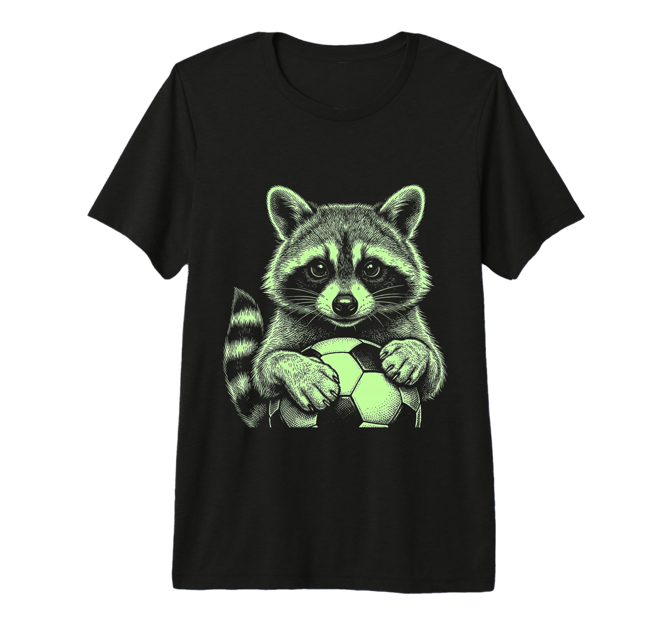 Soccer Fan Engraved Raccoon T-Shirt - Fun Novelty Design for Adults - T-Shirt, Sweatshirt, Hoodie