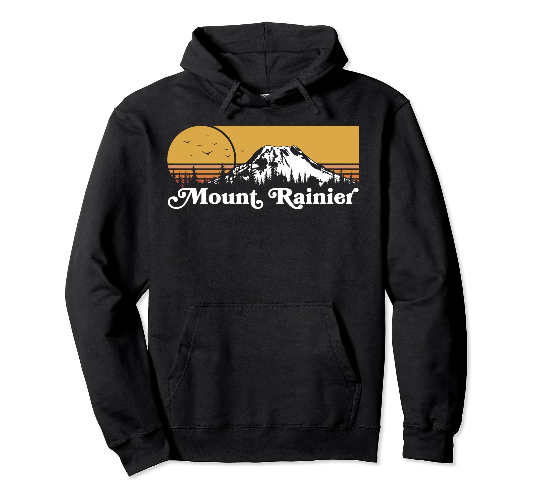 Mount Rainier Mountains Sun 80S Hoodie - Minimalist Print Men Women - T-Shirt, Sweatshirt, Hoodie