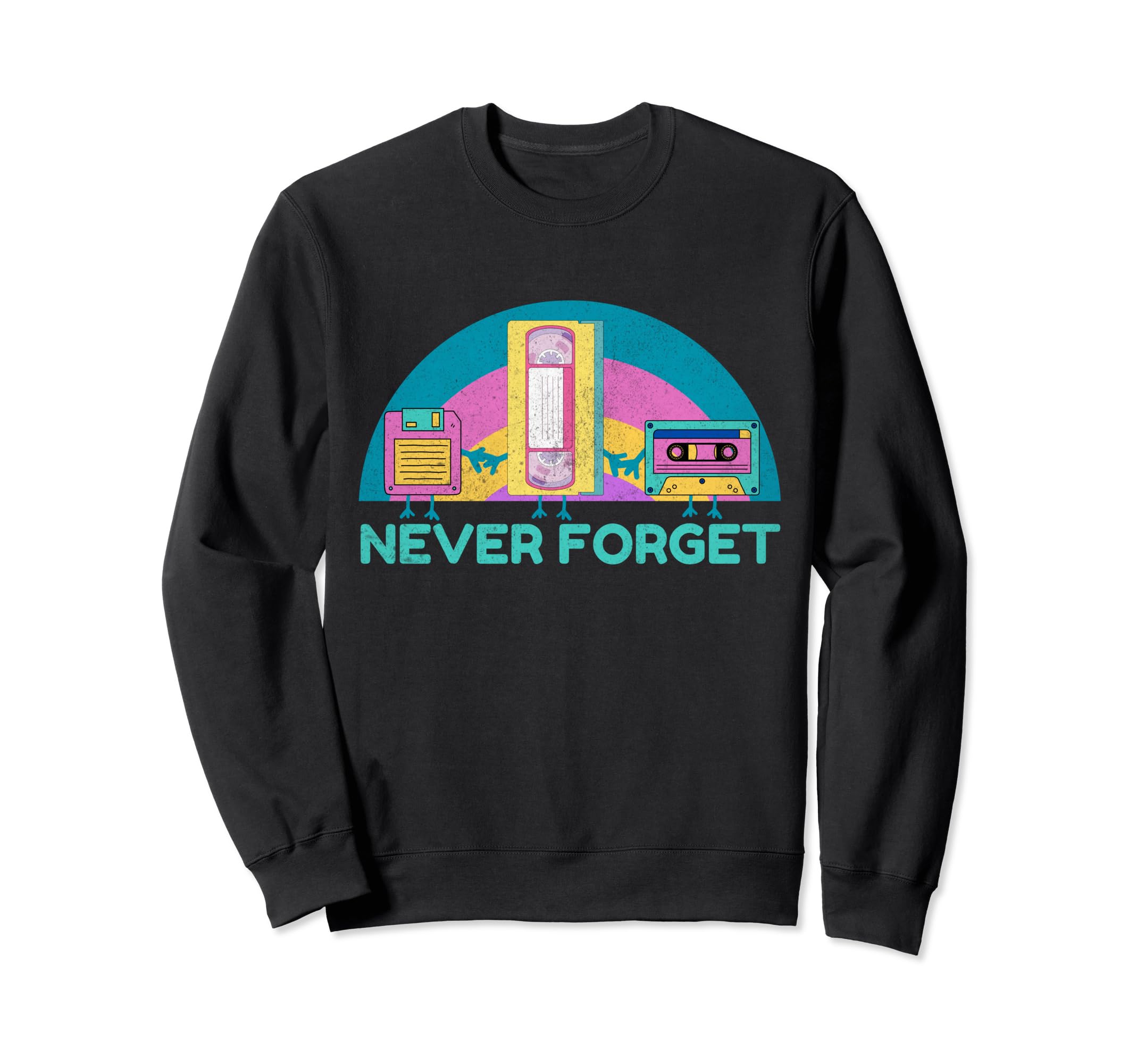 Never Forget 90S 80S Vhs Tape Cassette Sweatshirt - Trendy Graphic Unisex - T-Shirt, Sweatshirt, Hoodie