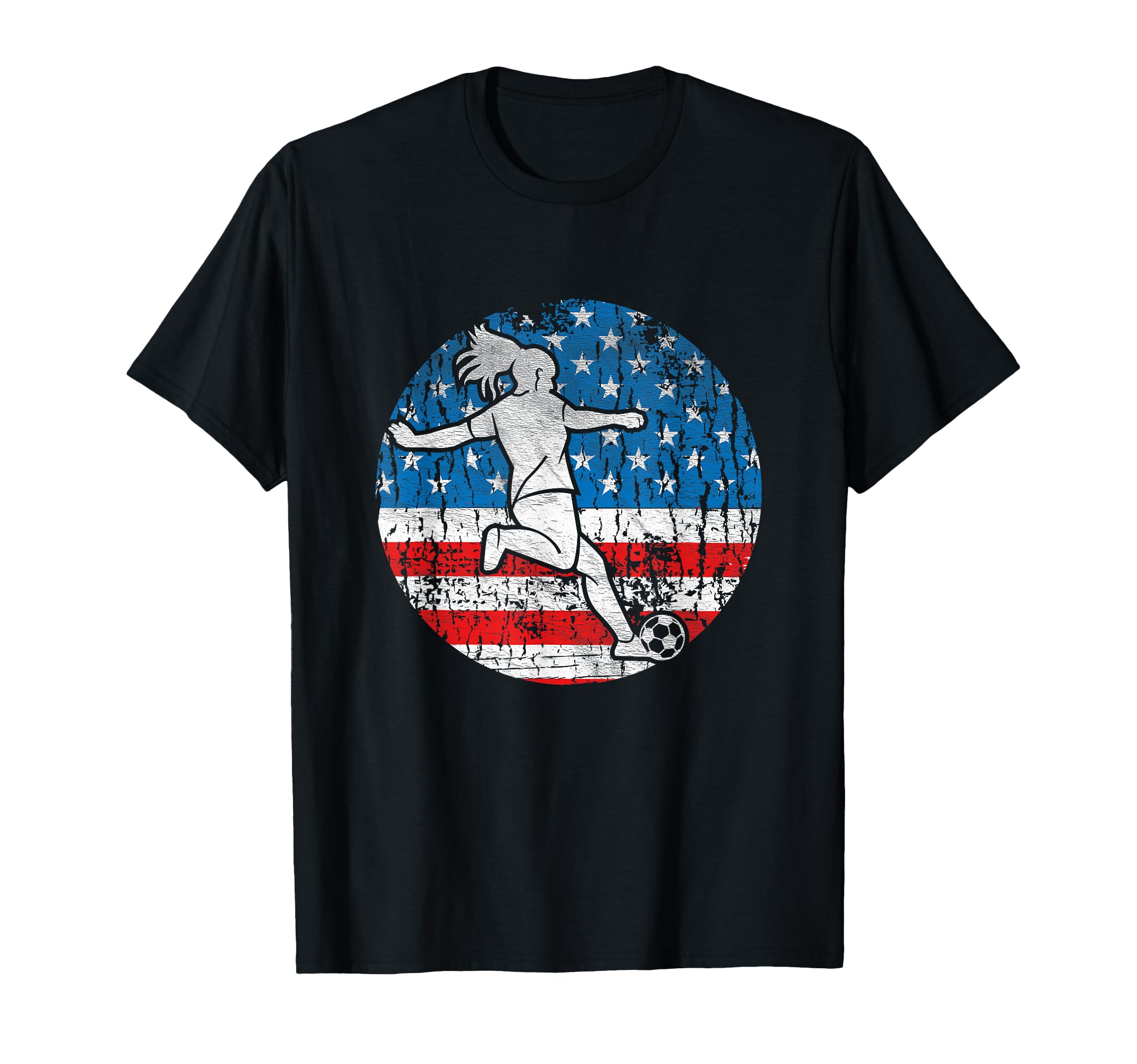 Soccer American Flag Patriotic Usa T-Shirt - Custom Art Print Men Women - T-Shirt, Sweatshirt, Hoodie
