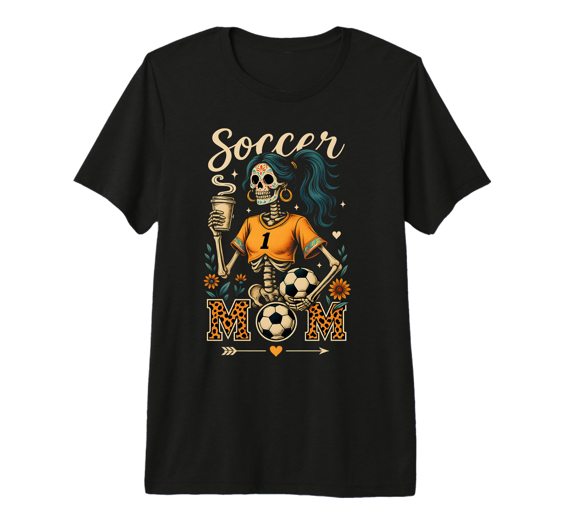 Soccer Mom Skeleton Coffee Leopard T-Shirt - Custom Art Print Men Women - T-Shirt, Sweatshirt, Hoodie