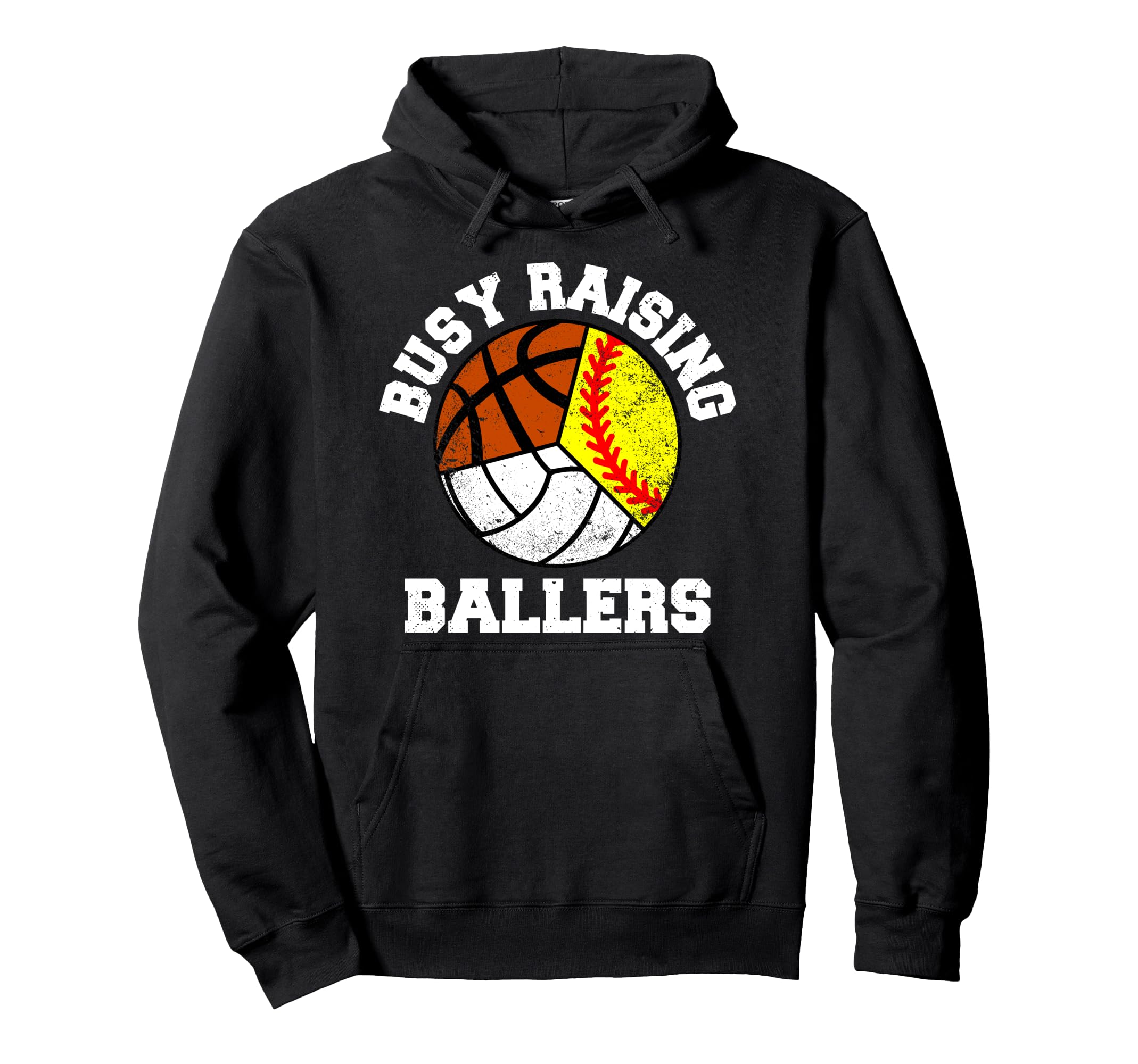 Busy Raising Ballers Softball Volleyball Hoodie - Custom Art Print Unisex - T-Shirt, Sweatshirt, Hoodie