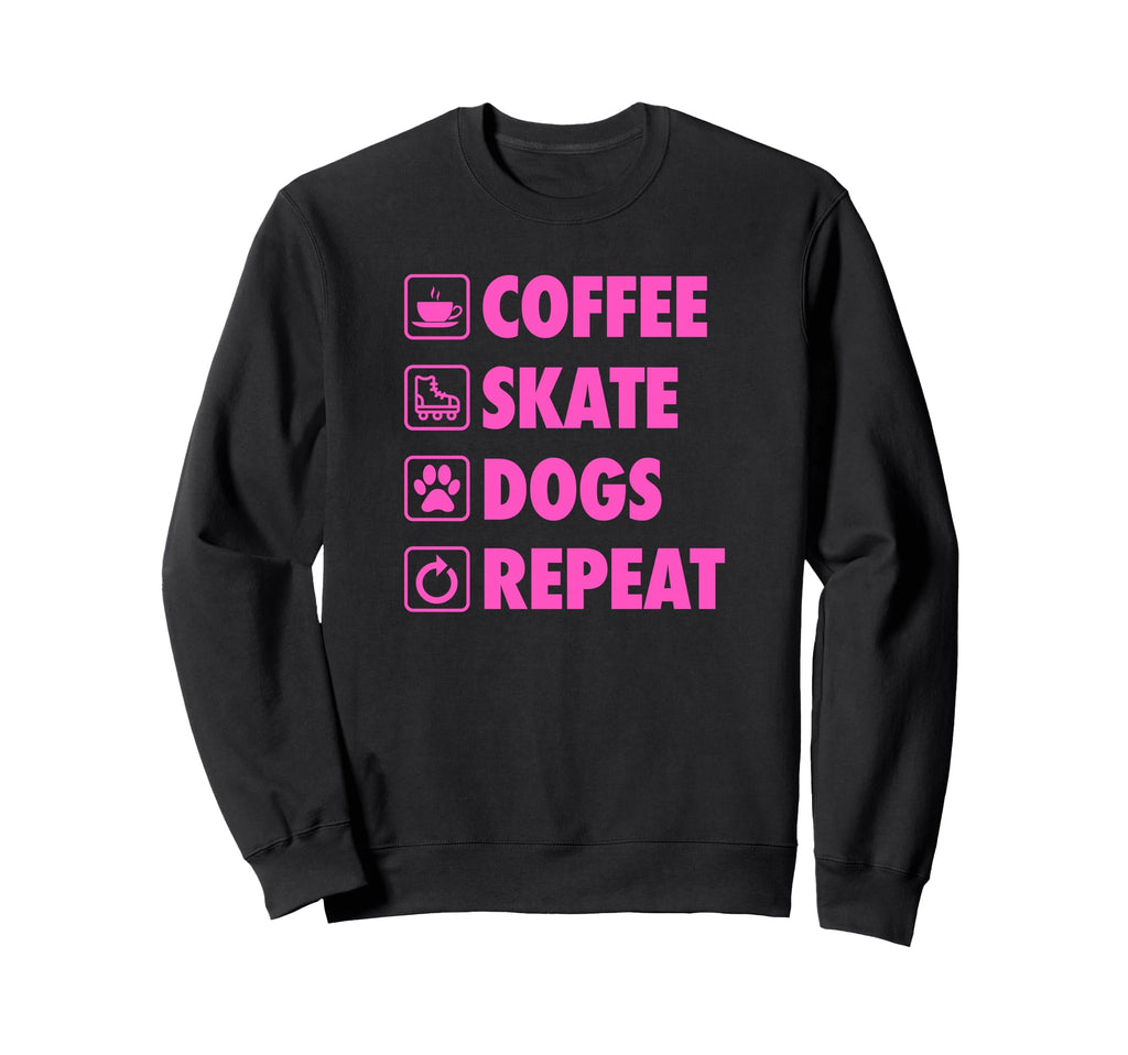 Coffee Skate Dogs Repeat Roller Sweatshirt - Casual Everyday Wear Unisex - T-Shirt, Sweatshirt, Hoodie