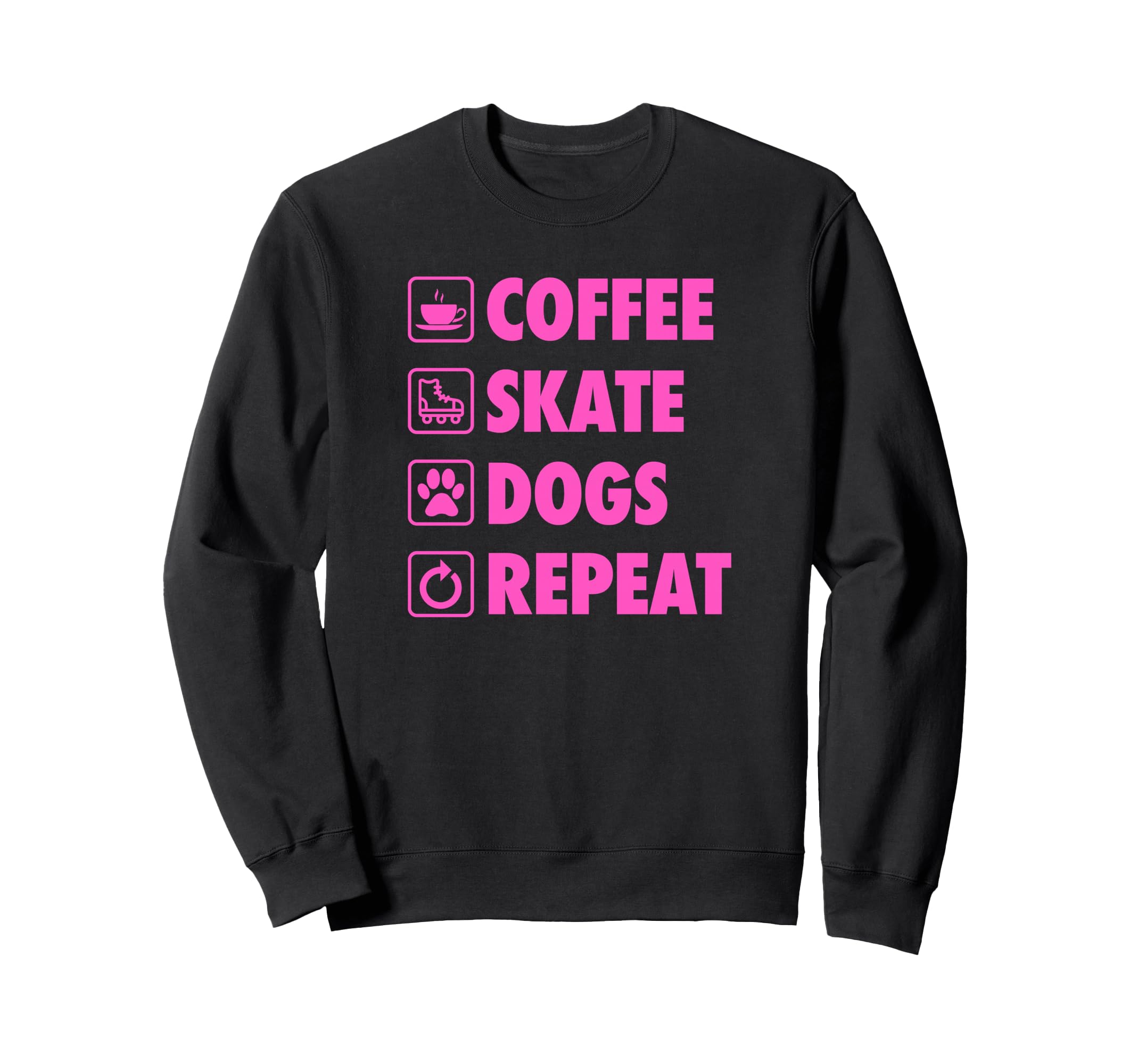 Coffee Skate Dogs Repeat Roller Sweatshirt - Casual Everyday Wear Unisex - T-Shirt, Sweatshirt, Hoodie