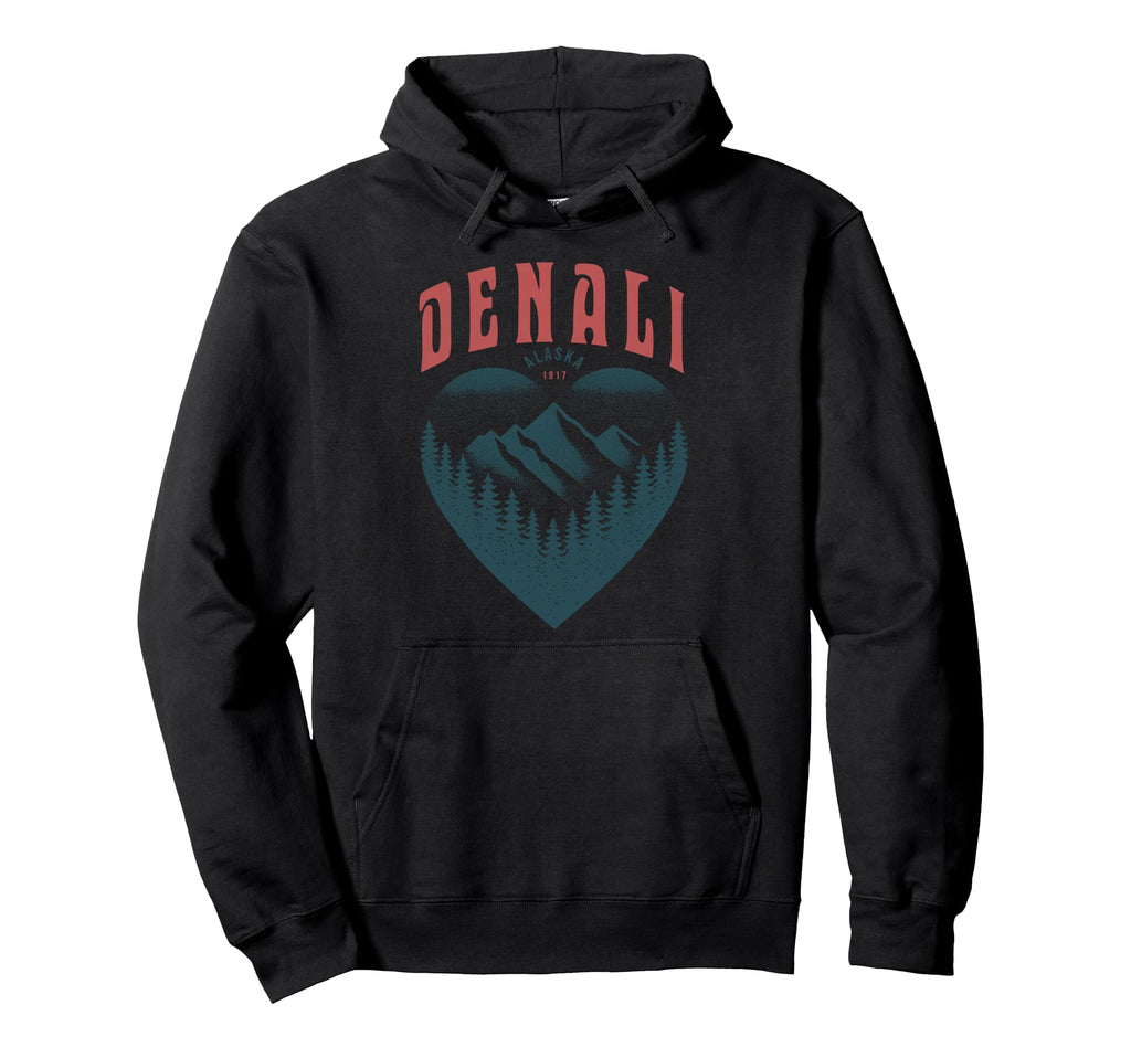 Denali National Park Heart Mountain Hoodie - Aesthetic Graphic Unisex - T-Shirt, Sweatshirt, Hoodie