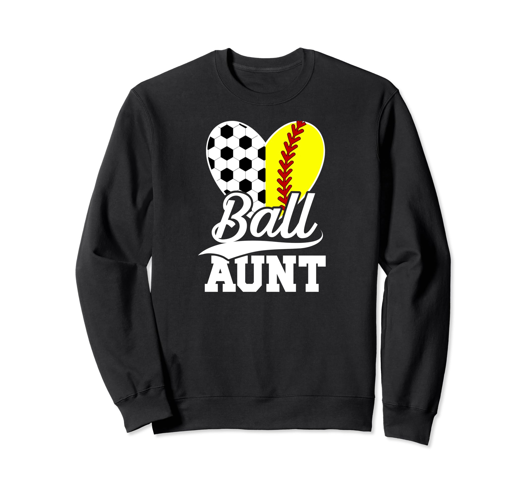 Ball Aunt Heart Soccer Softball Aunt Sweatshirt - Minimalist Print Unisex - T-Shirt, Sweatshirt, Hoodie