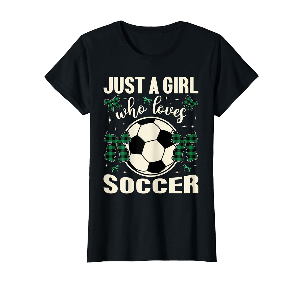 Just Who Loves Soccer Plaid Bows Soccer T-Shirt - Graphic Print for Adults - T-Shirt, Sweatshirt, Hoodie