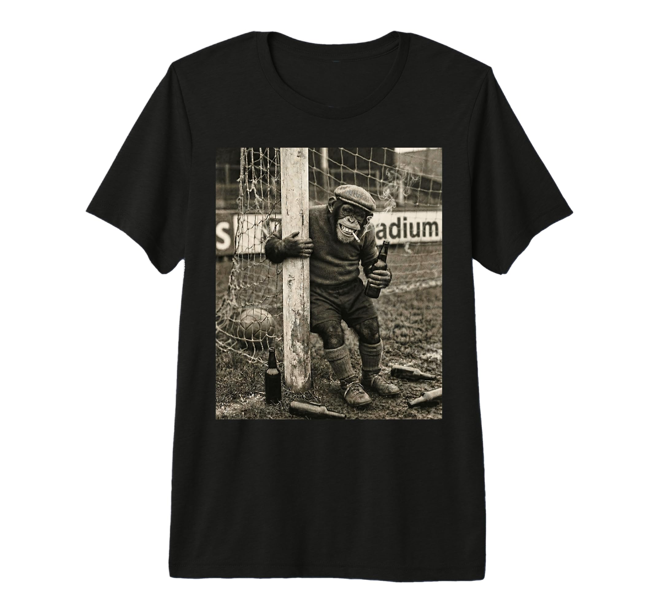 Beer Drinking Smoking Pub Soccer Chimp T-Shirt - Fun Novelty Design Unisex - T-Shirt, Sweatshirt, Hoodie
