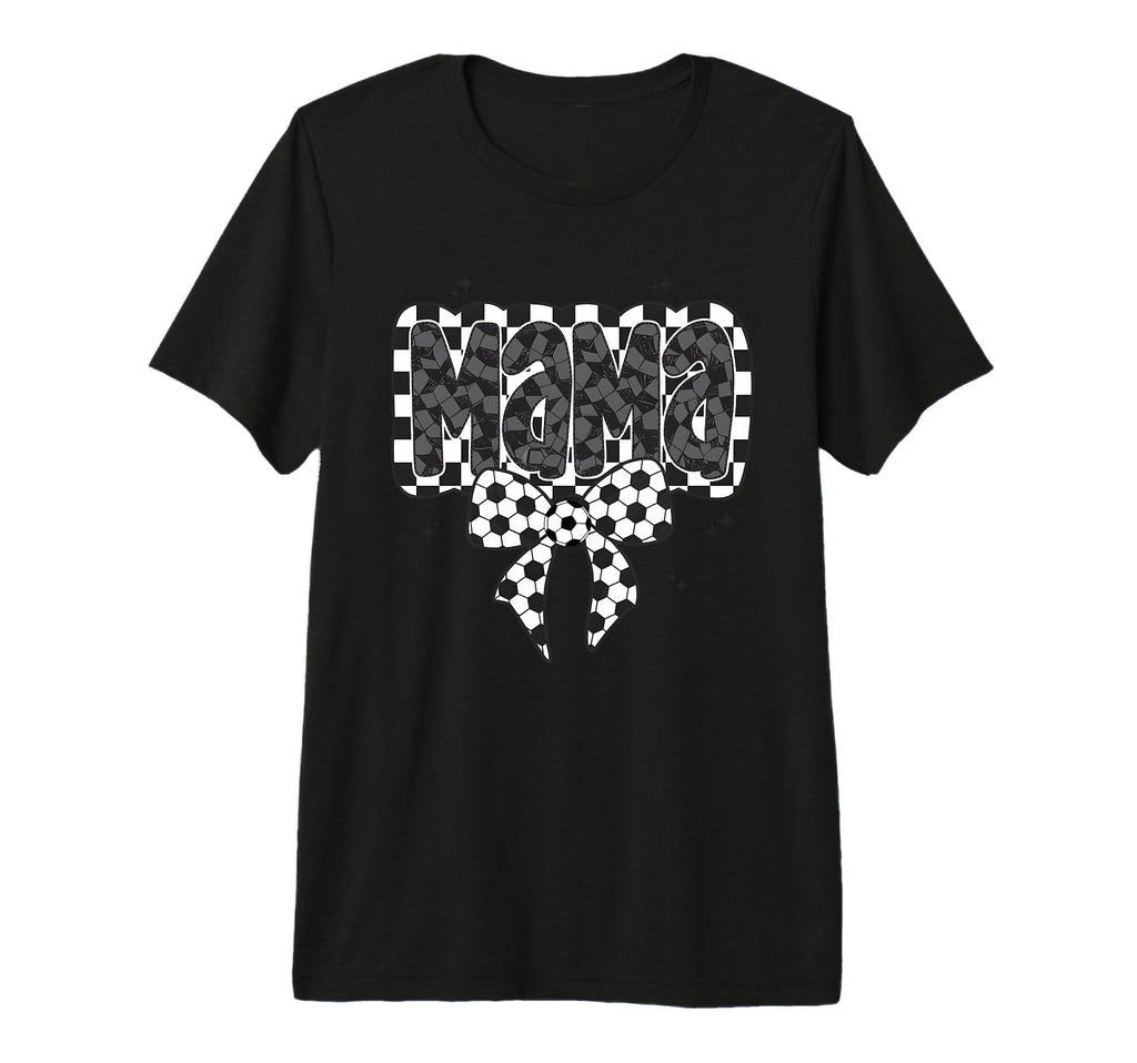 Mono Checkred Soccer Mama Bow White T-Shirt - Trendy Graphic Men Women - T-Shirt, Sweatshirt, Hoodie