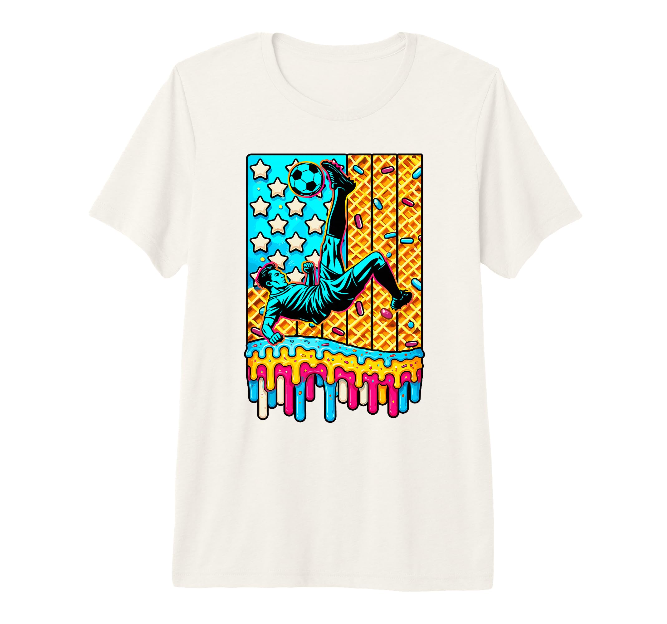4Th July Ice Cream Drip Soccer Patriotic T-Shirt - Graphic Print Men Women - T-Shirt, Sweatshirt, Hoodie