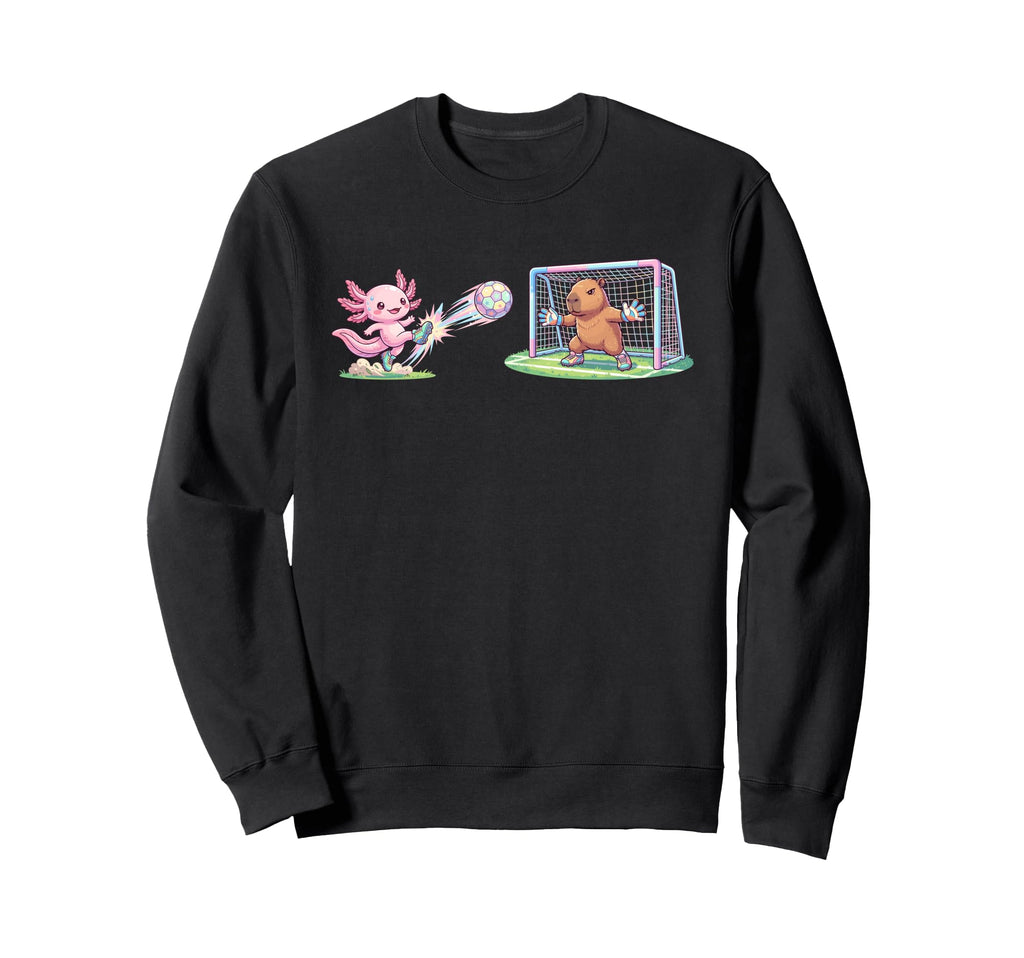 Axolotl Kicks Ball Capybara Goalie Sweatshirt - Minimalist Print Men Women - T-Shirt, Sweatshirt, Hoodie