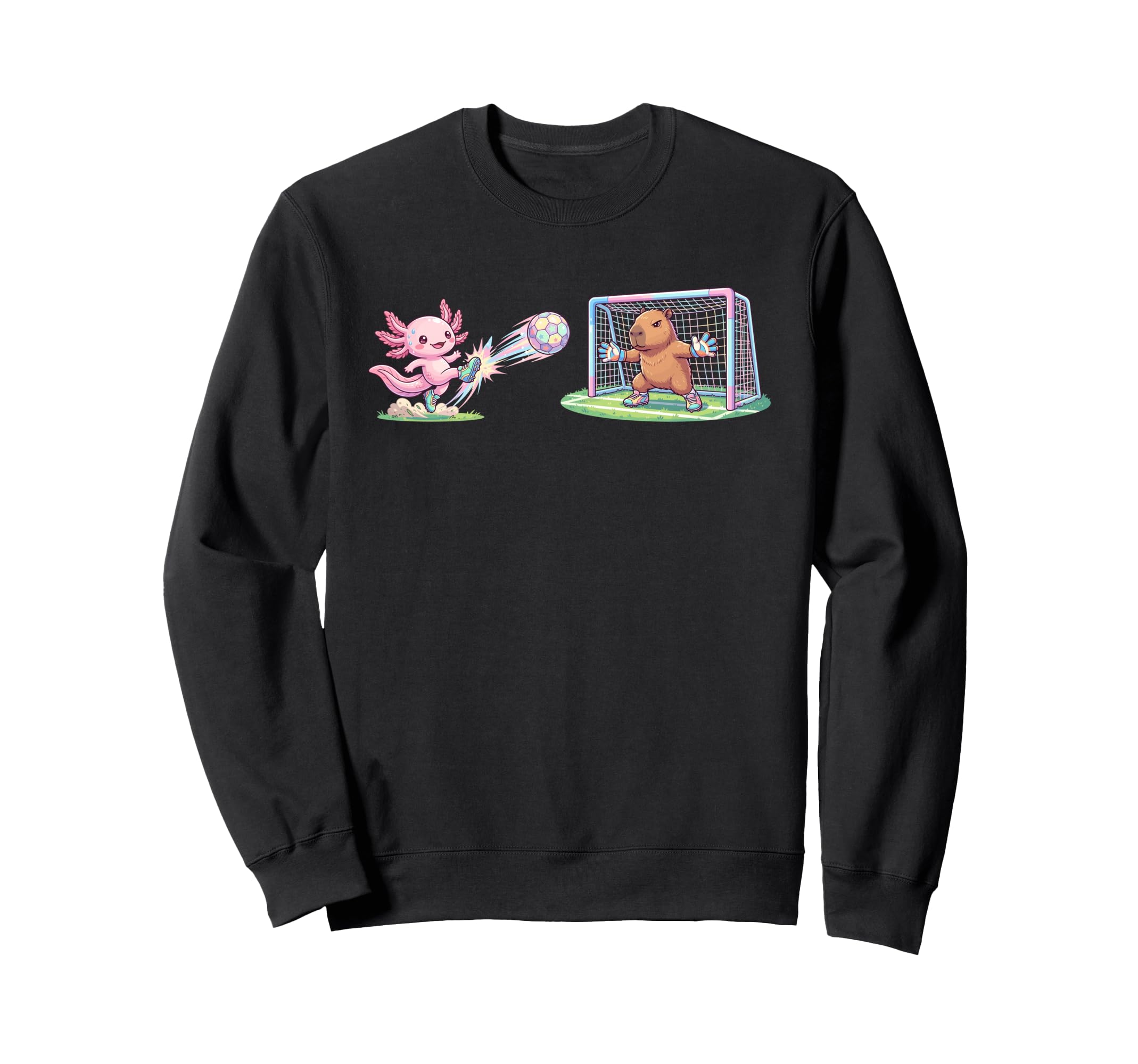 Axolotl Kicks Ball Capybara Goalie Sweatshirt - Minimalist Print Men Women - T-Shirt, Sweatshirt, Hoodie
