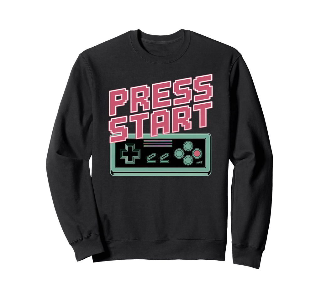 Press Start Gaming Controller Gaming Sweatshirt - Unique Graphic Unisex - T-Shirt, Sweatshirt, Hoodie