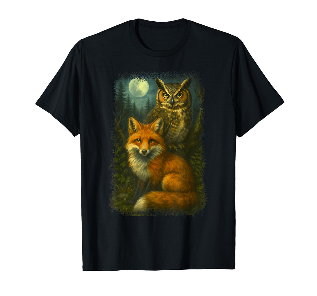 Owl And Fox 90S Hunter Wildlife T-Shirt - Trendy Graphic Men Women - T-Shirt, Sweatshirt, Hoodie