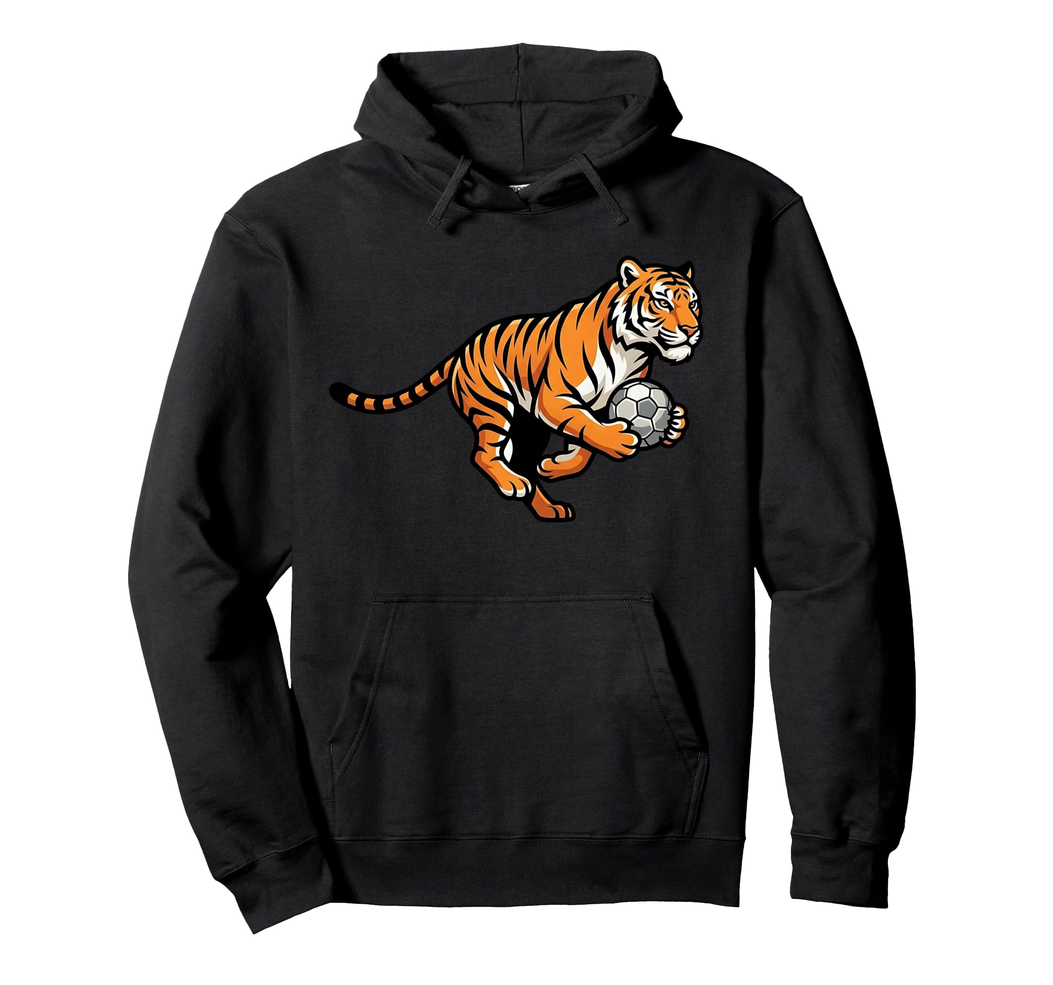 Soccer Tiger Holding Ball Fierce Hoodie - Casual Everyday Wear for Adults - T-Shirt, Sweatshirt, Hoodie