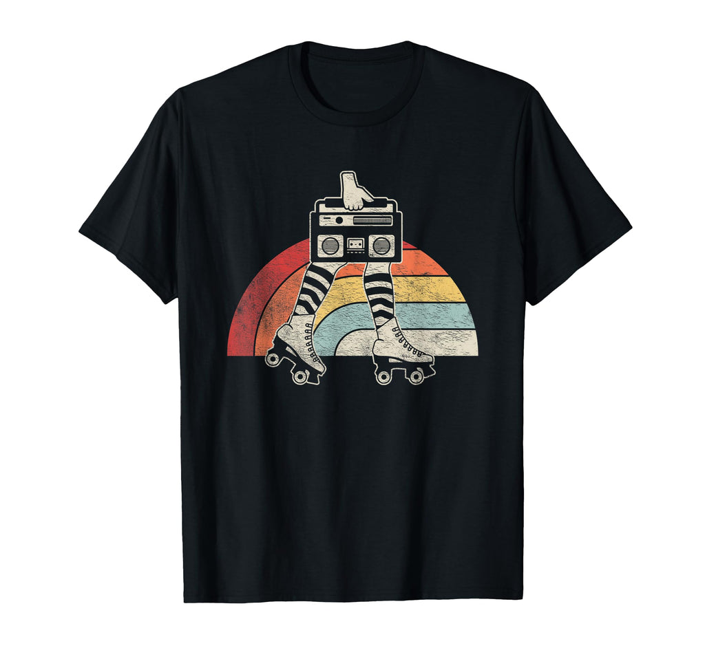 Roller Skating Boombox 70S 80S Rainbow T-Shirt - Graphic Print Unisex - T-Shirt, Sweatshirt, Hoodie